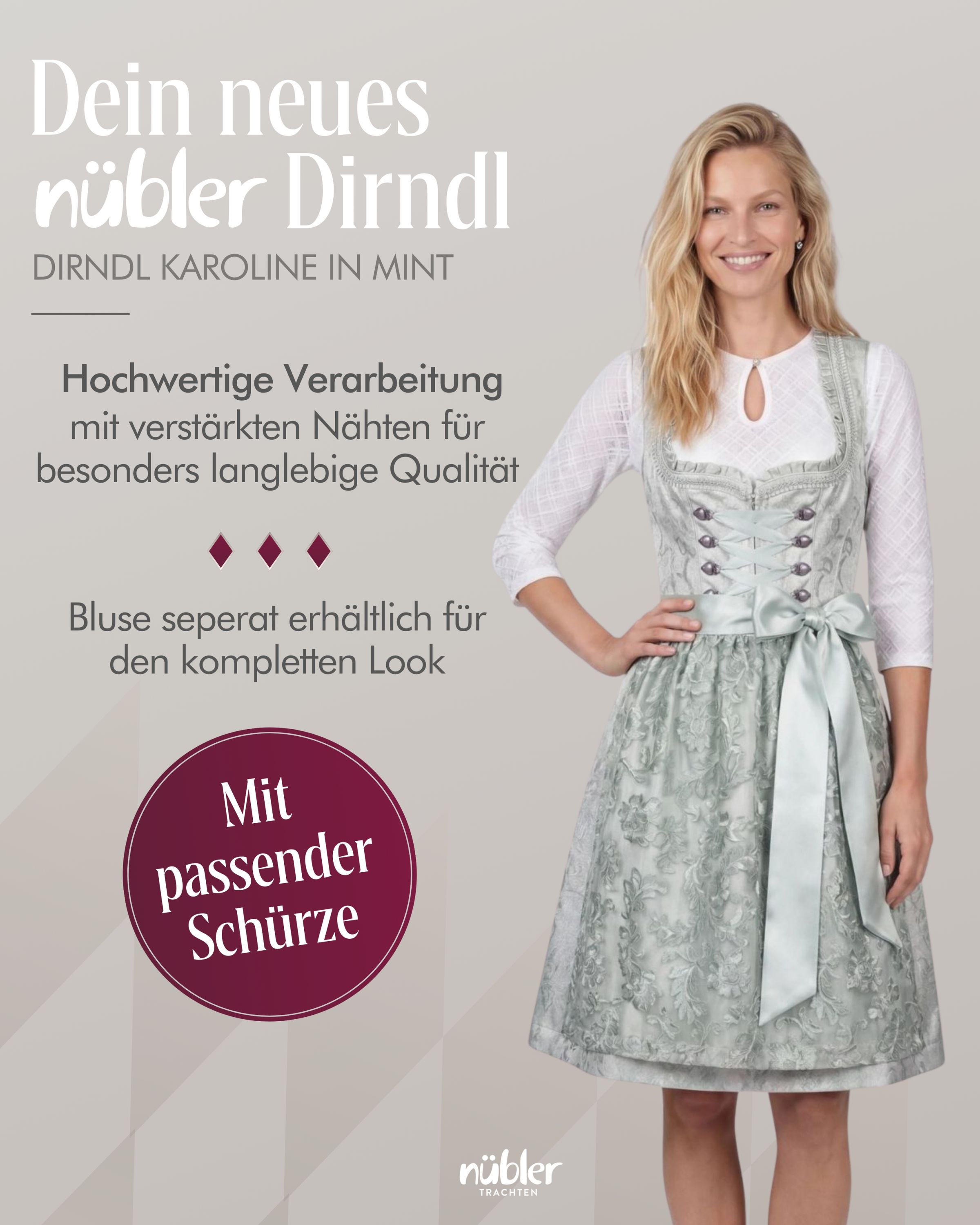 Midi Dirndl Karoline in Mint