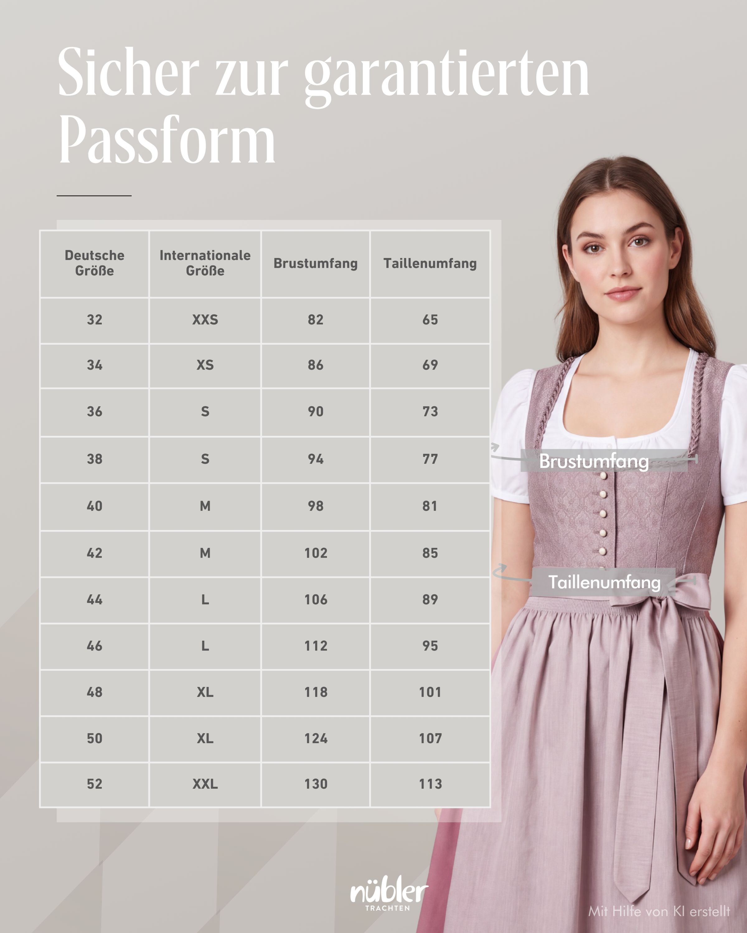 Dirndl lang Adele in Altrosa von Nübler