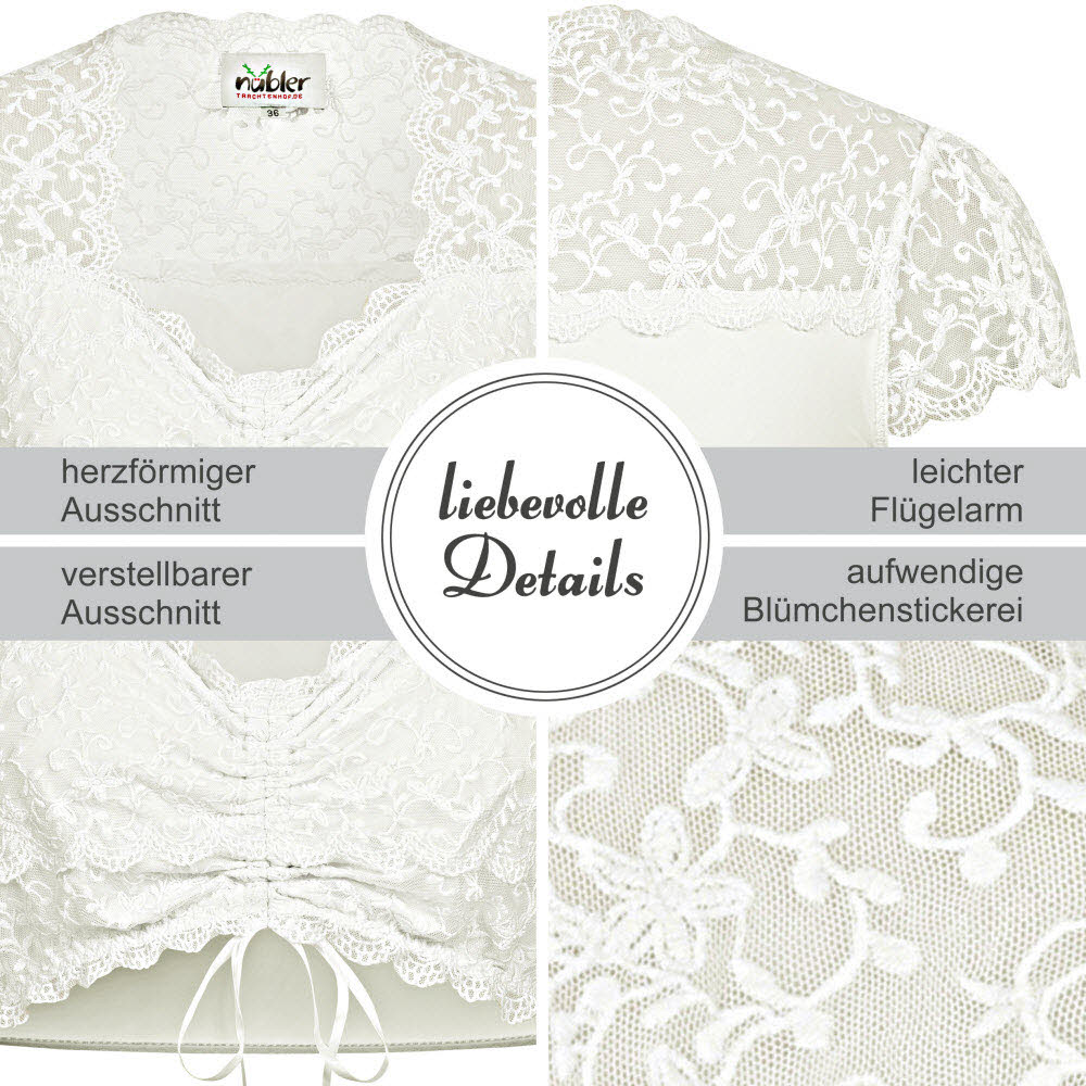 Dirndlbluse Kurzarm Lisa in Creme von Nübler