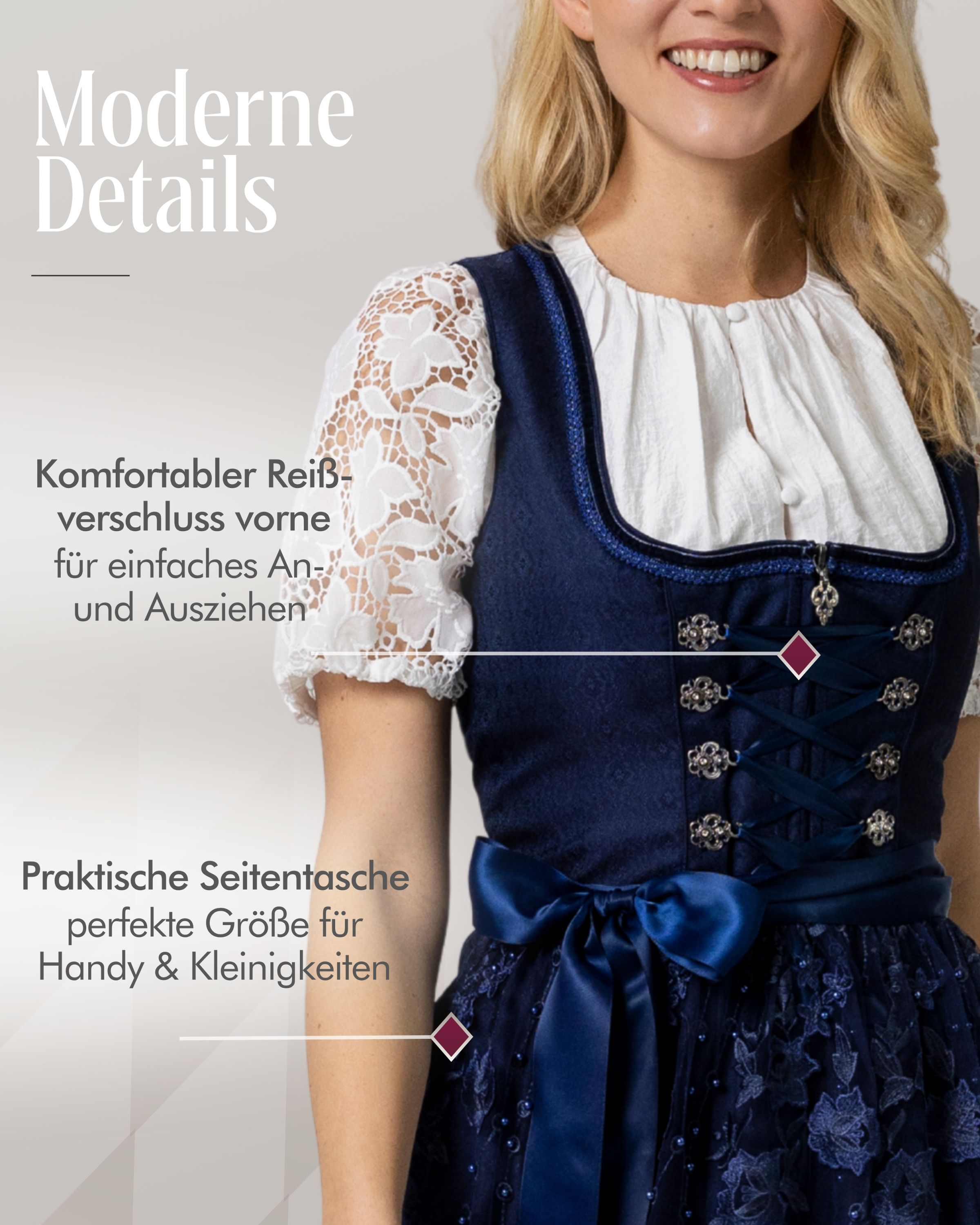 Dirndl midi Gloria in Blau von Nübler