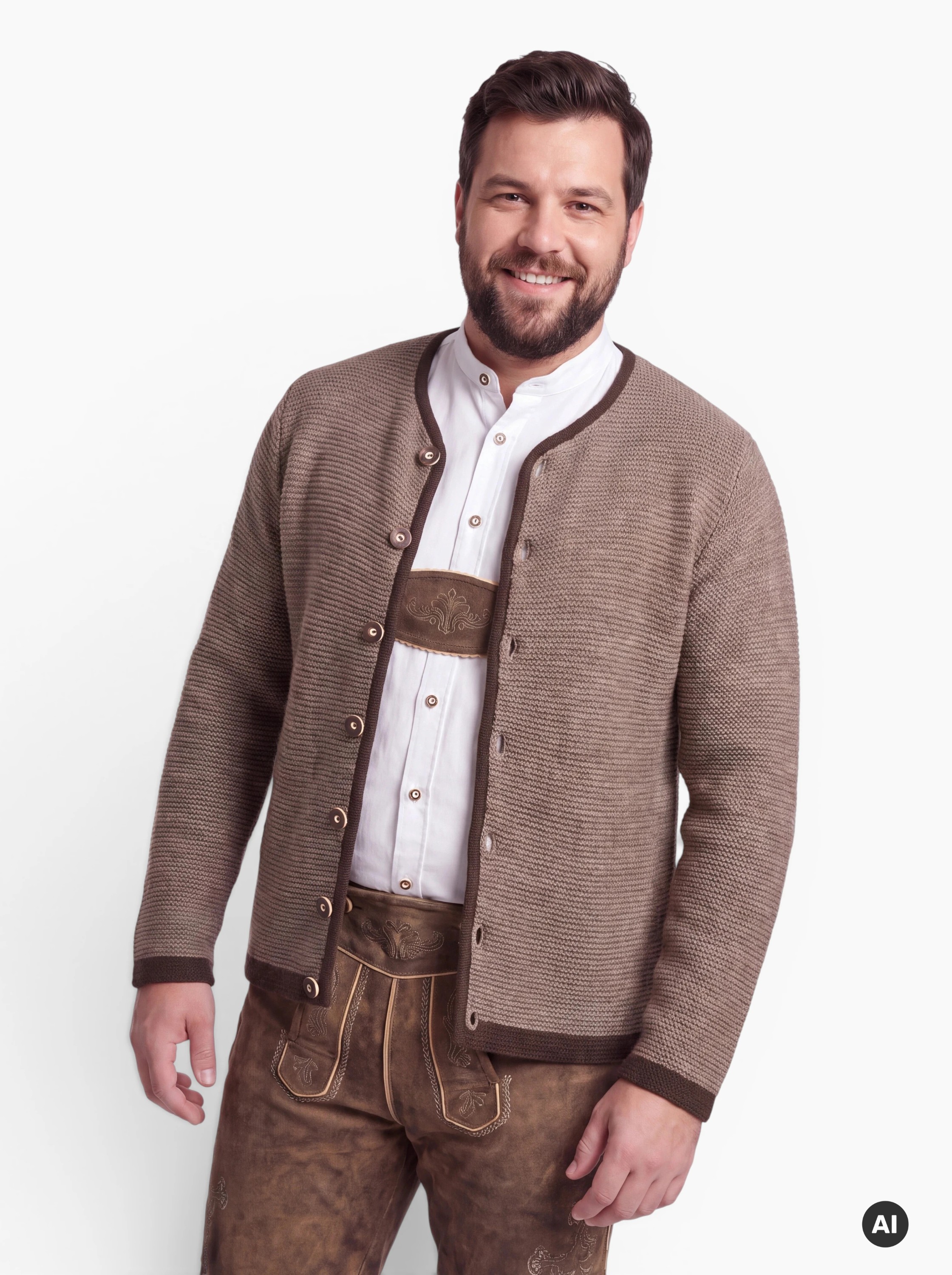 Trachtenstrickjacke Langarm Ignaz in braun von Nübler