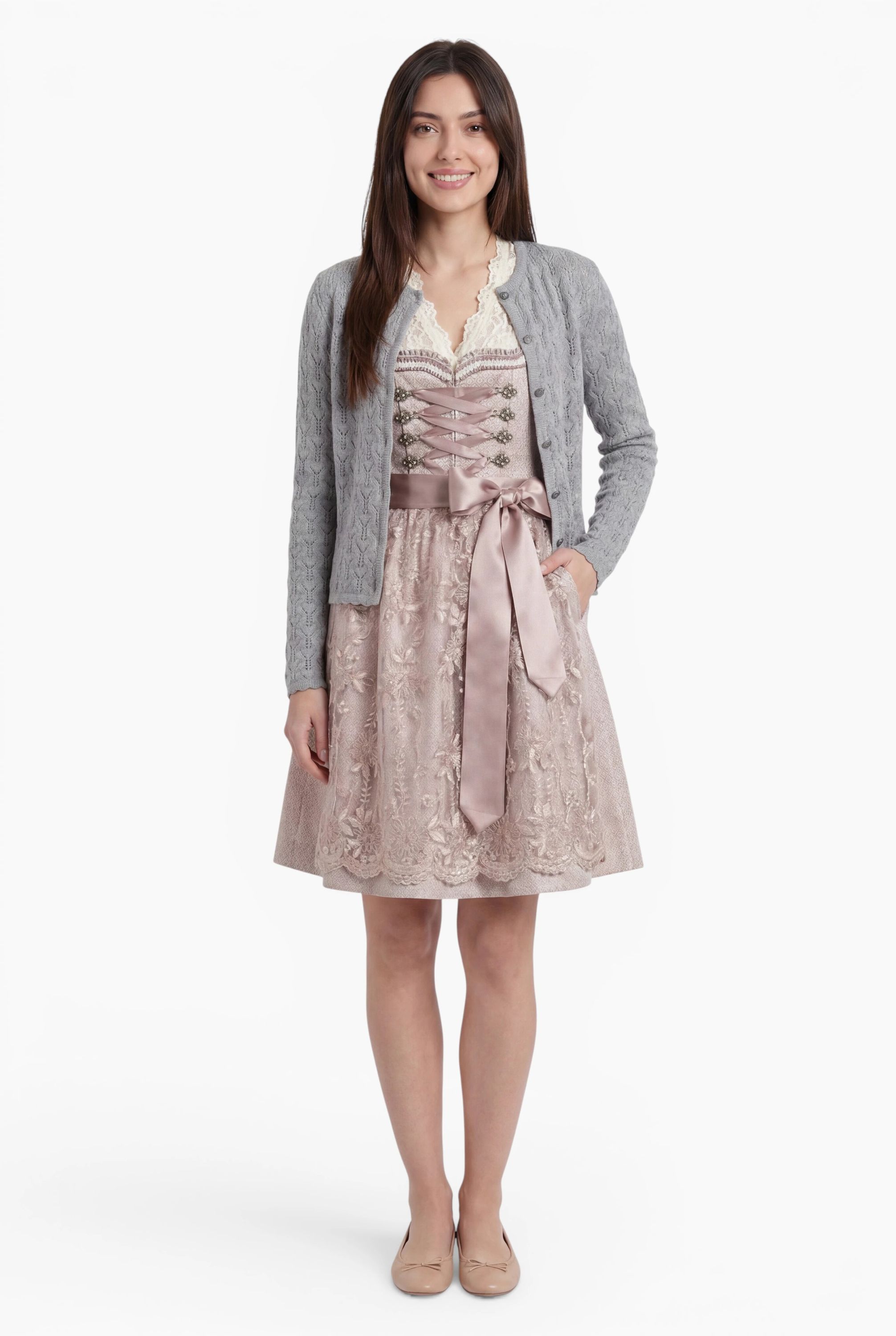 Cape Strickjacke Luise in Silber