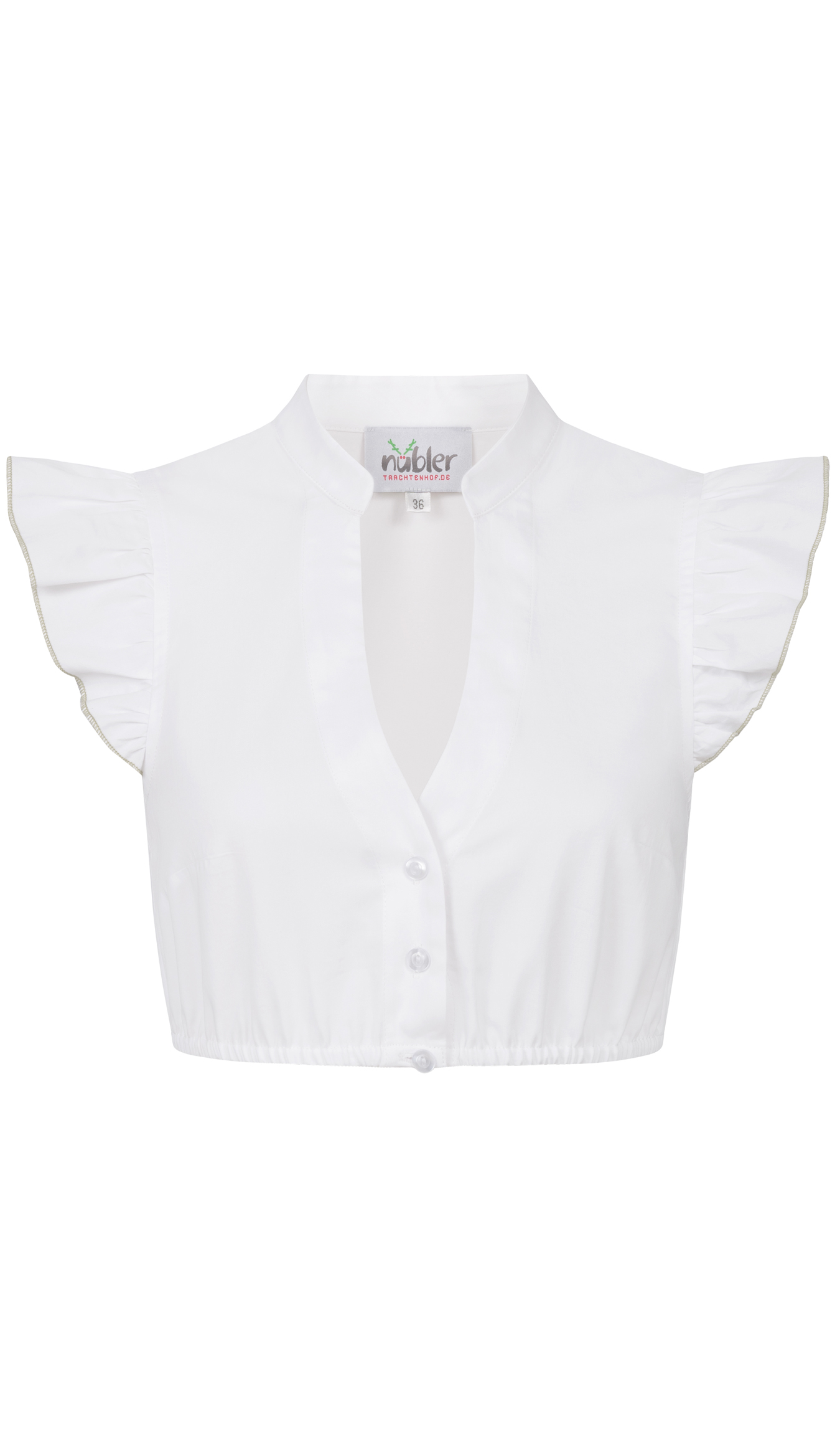 Dirndlbluse Carla Kurzarm in Weiß-Oliv von Nübler Dirndlbluse Carla Kurzarm in Weiß-Oliv von Nübler