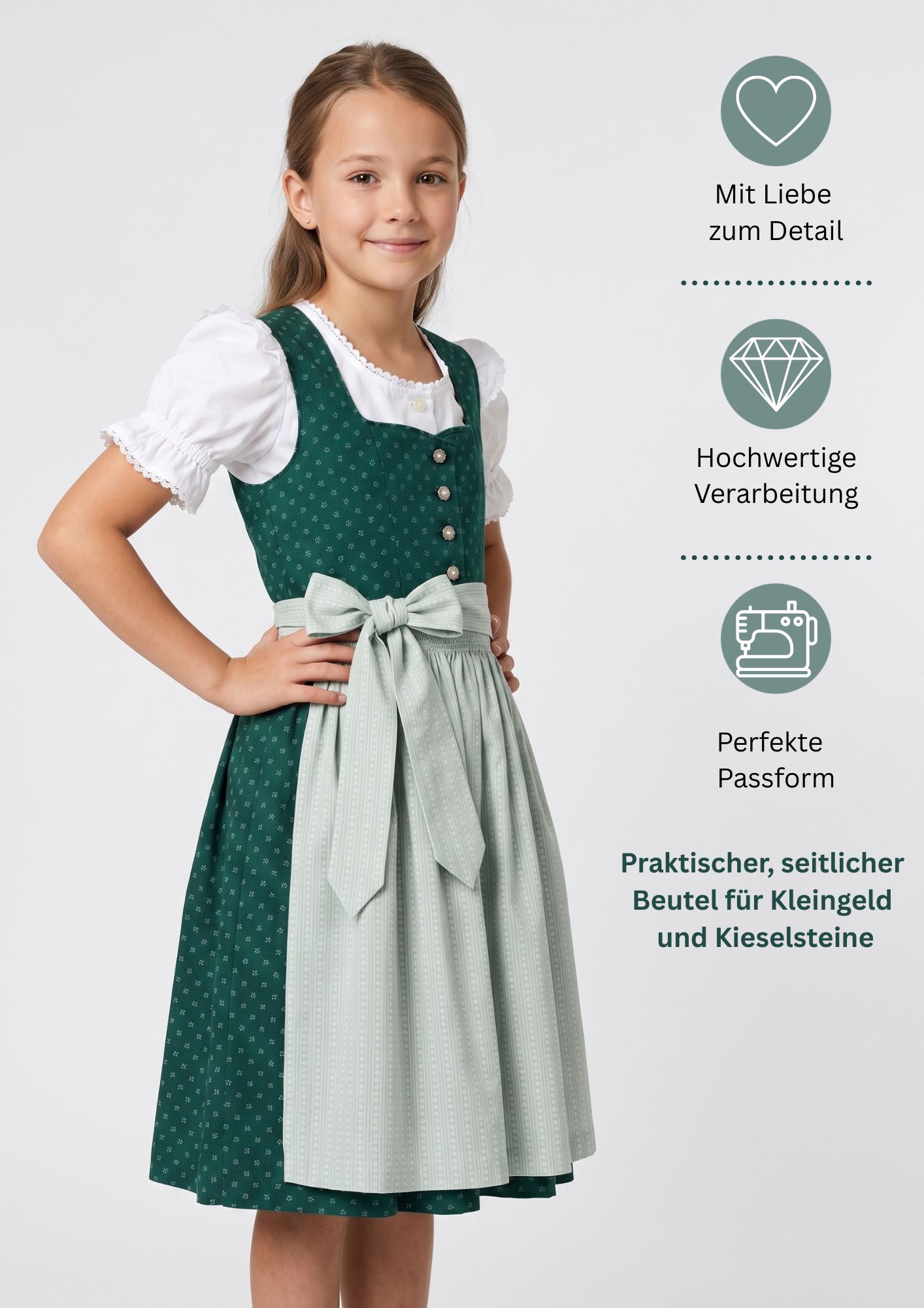 Kinderdirndl Fabia in Tanne-Mint von Nübler