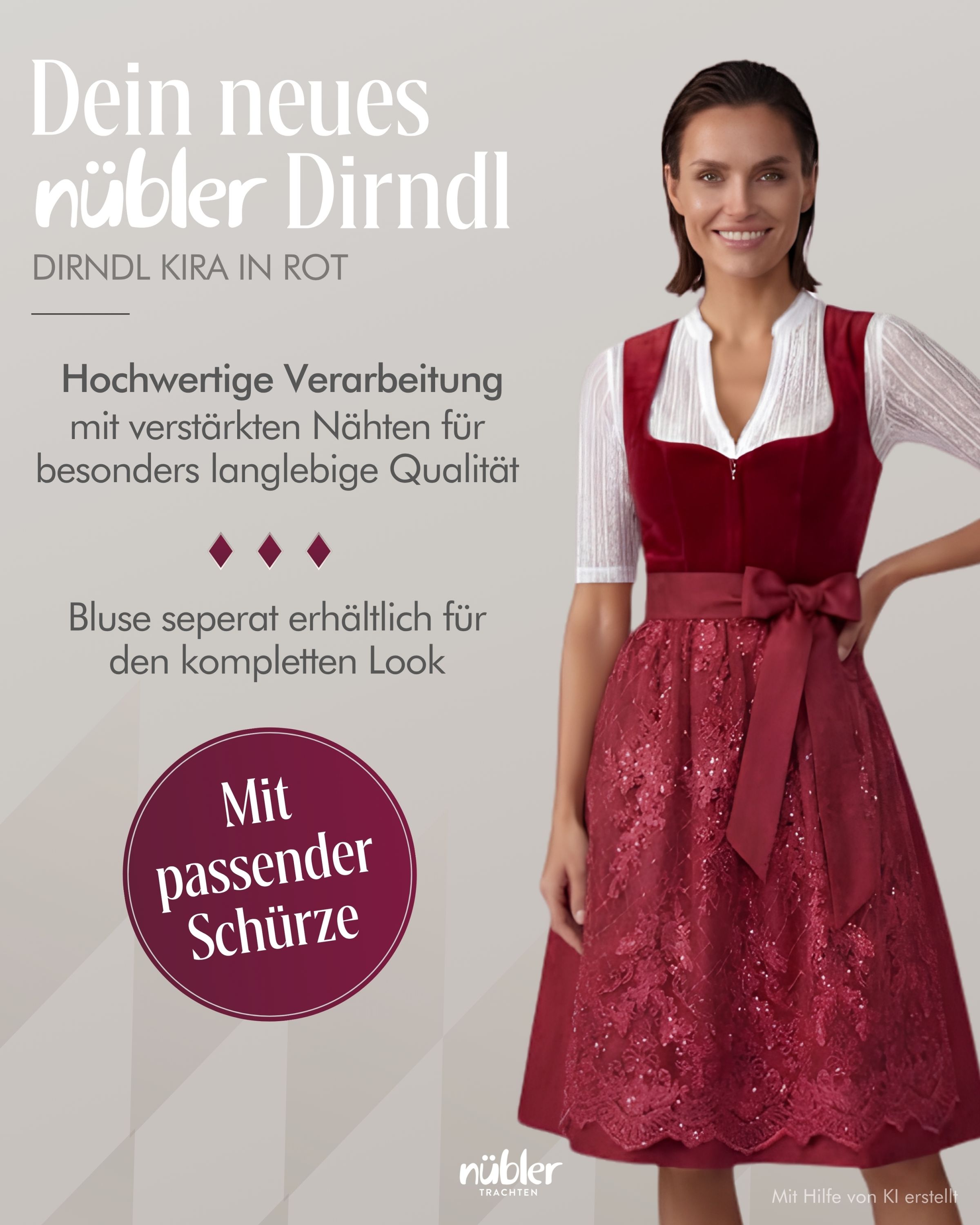 Midi Dirndl Kira in Rot