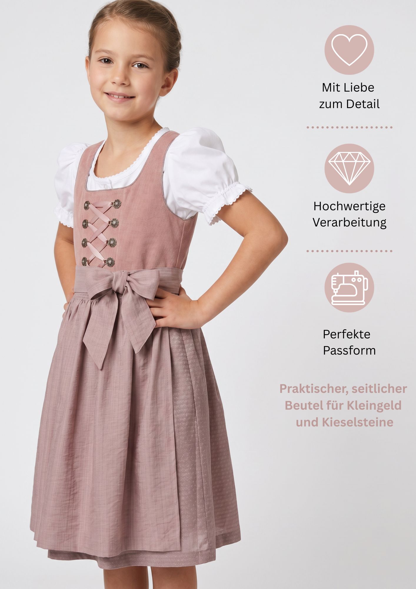 Kinderdirndl Kim in Peach von Nübler