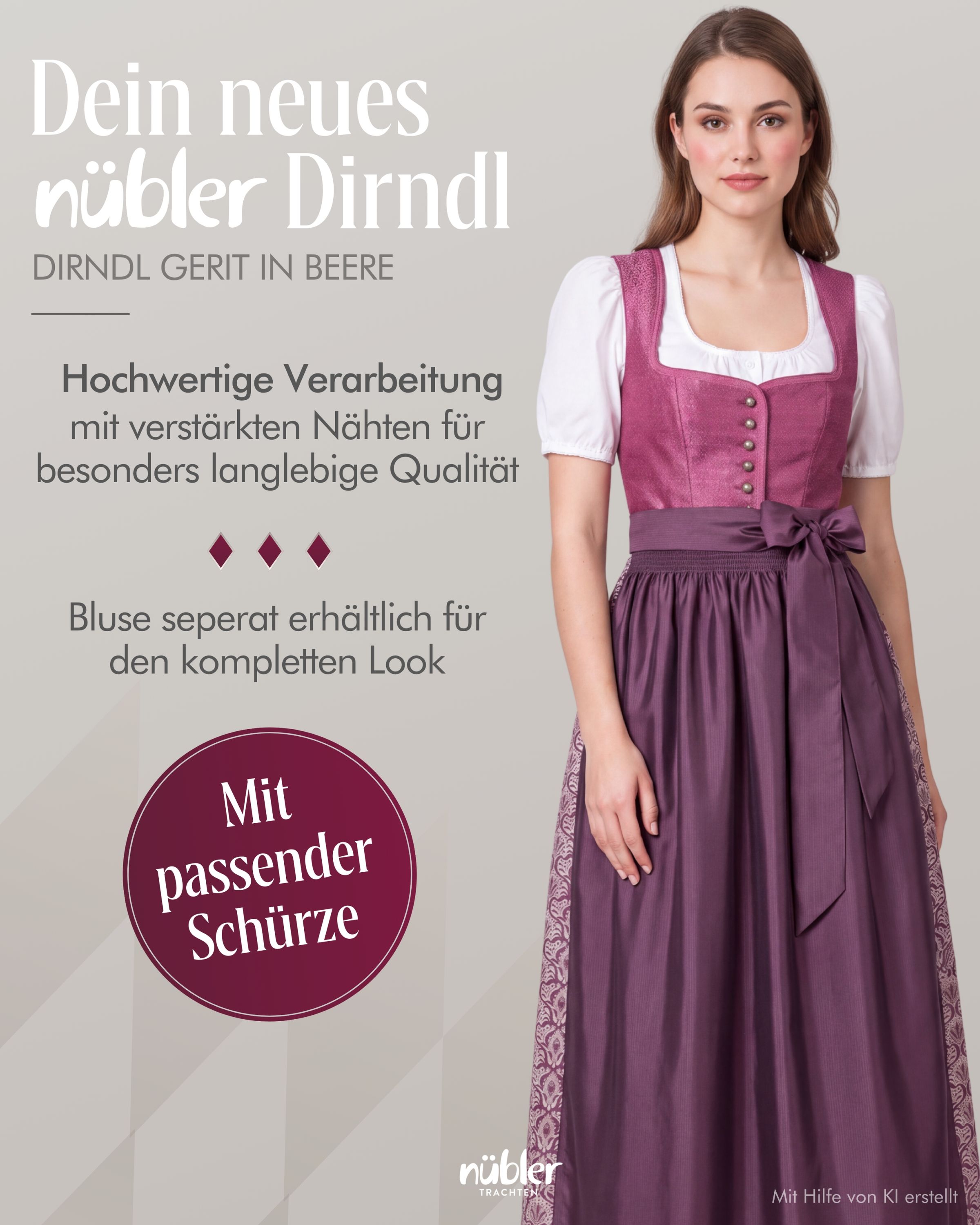 Langes Dirndl Gerit in Beere