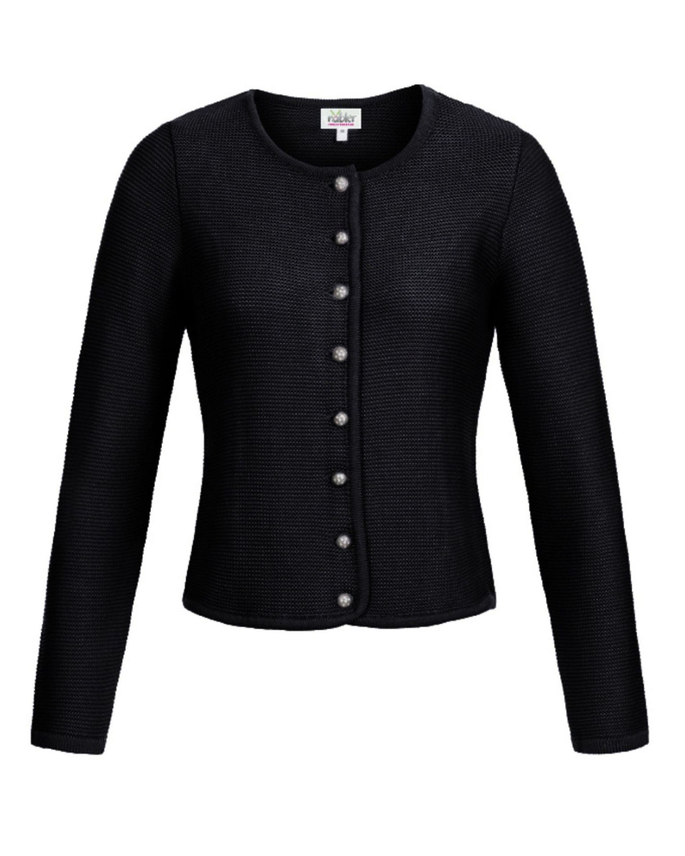 Dirndljacke Anni Schwarz Strickjacke Langarm mit Knöpfen