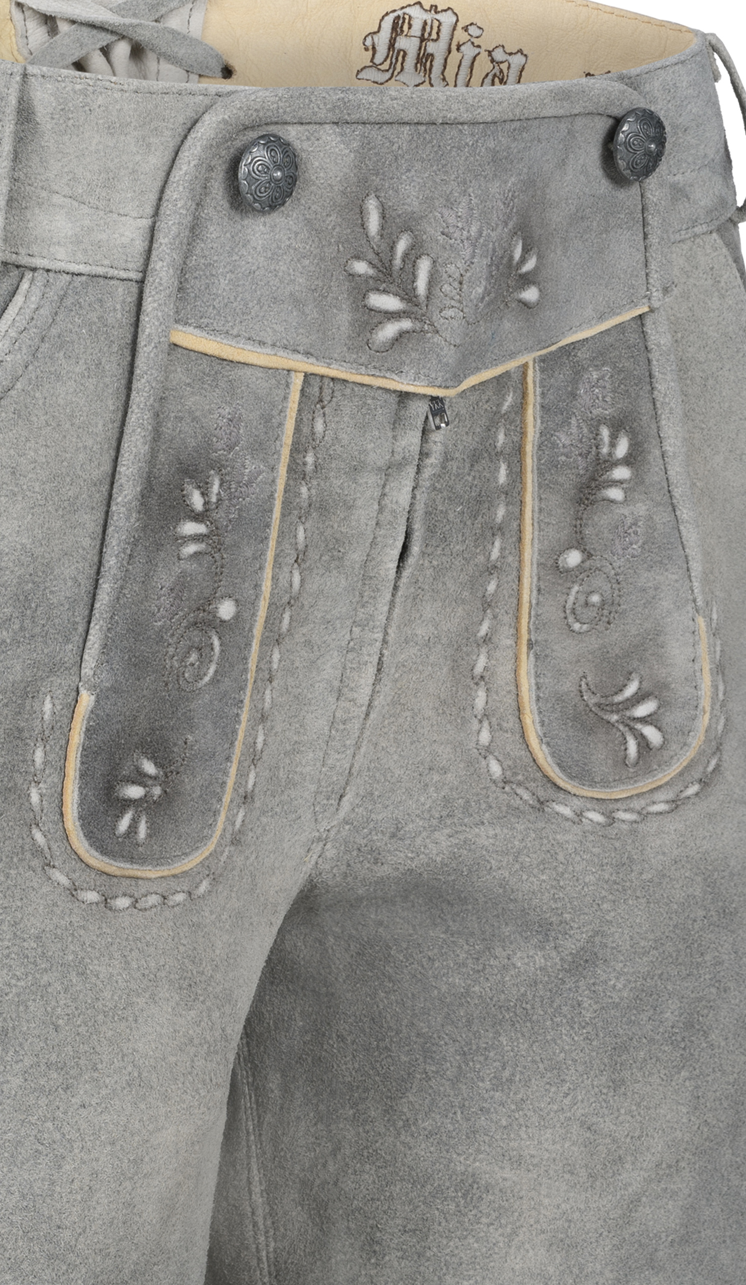 Lederhose Victoria-W London Fog in Hellgrau von Nübler