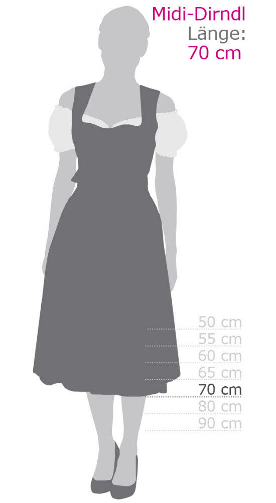 Damen Dirndl midi im Landhausstil, Rocklänge 70cm