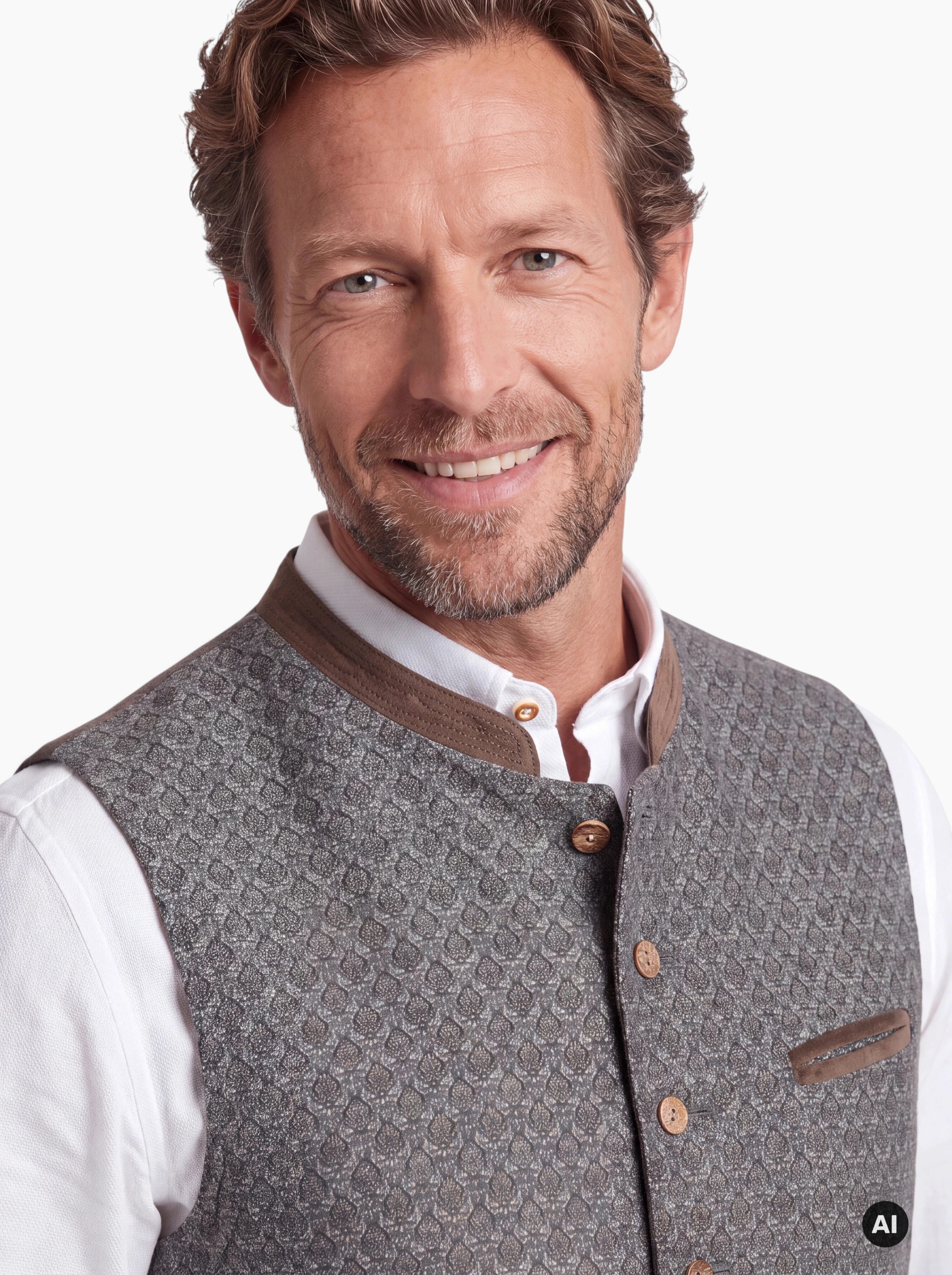Trachtengilet Milo in Grau Braun