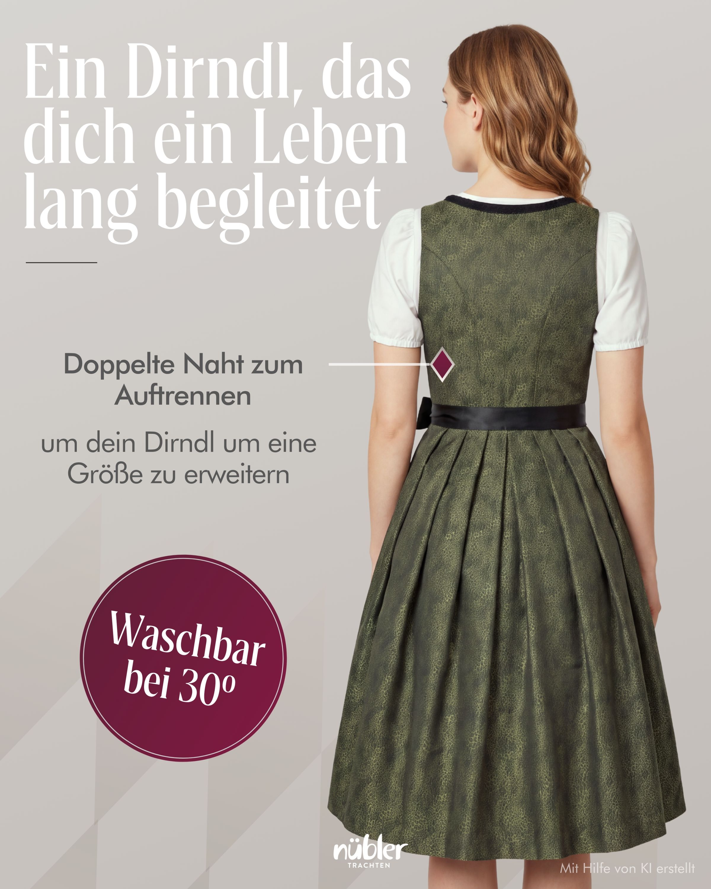 Midi Dirndl Leo in Grün von Nübler
