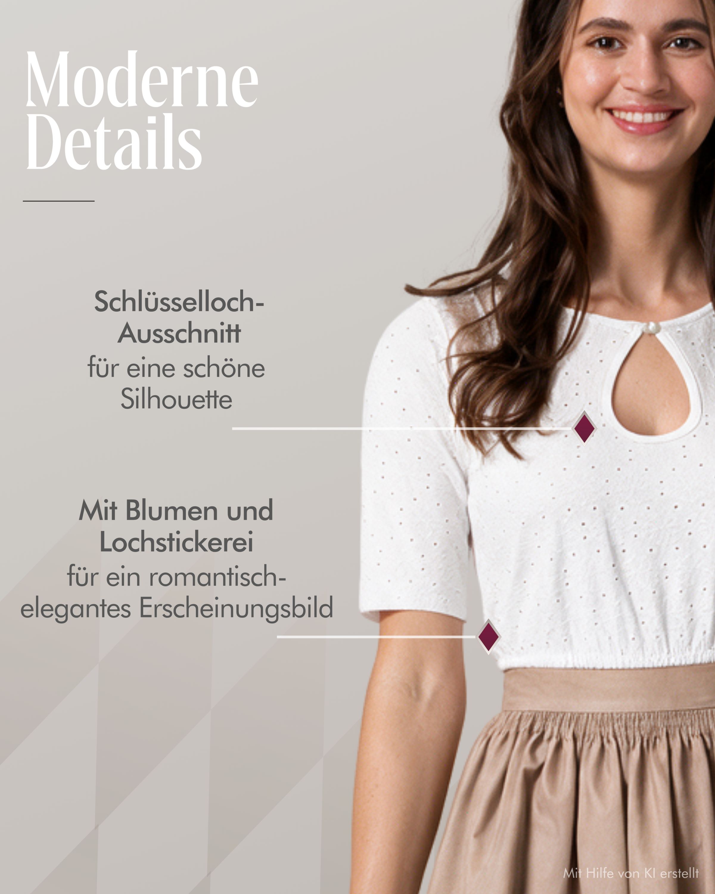 Dirndbluse Nita in Schneeweiß von Nübler