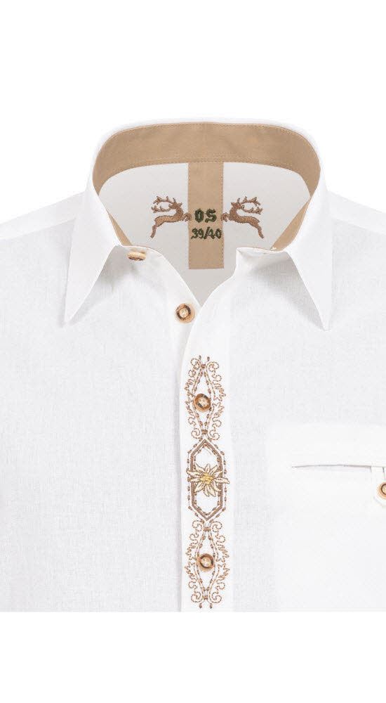 Trachtenhemd Langarm Jonas in Weiß von OS-Trachten