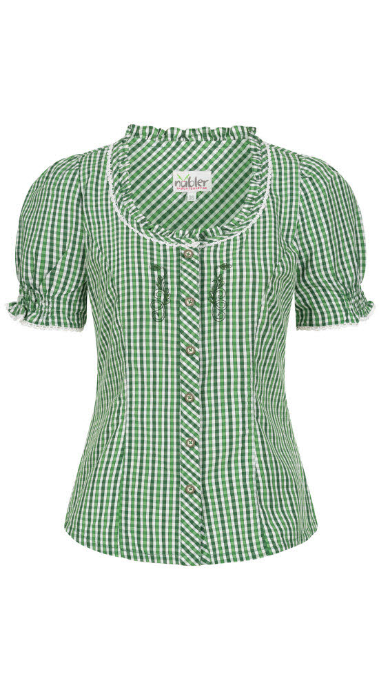 Trachtenbluse Kurzarm Natascha in Grün von Nübler Trachtenbluse Kurzarm Natascha in Grün von Nübler