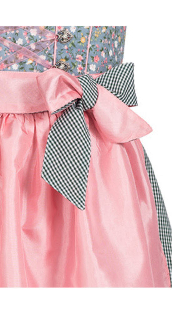 Kinderdirndl Nicky in Hellblau Rosa, 3-teiliges Set