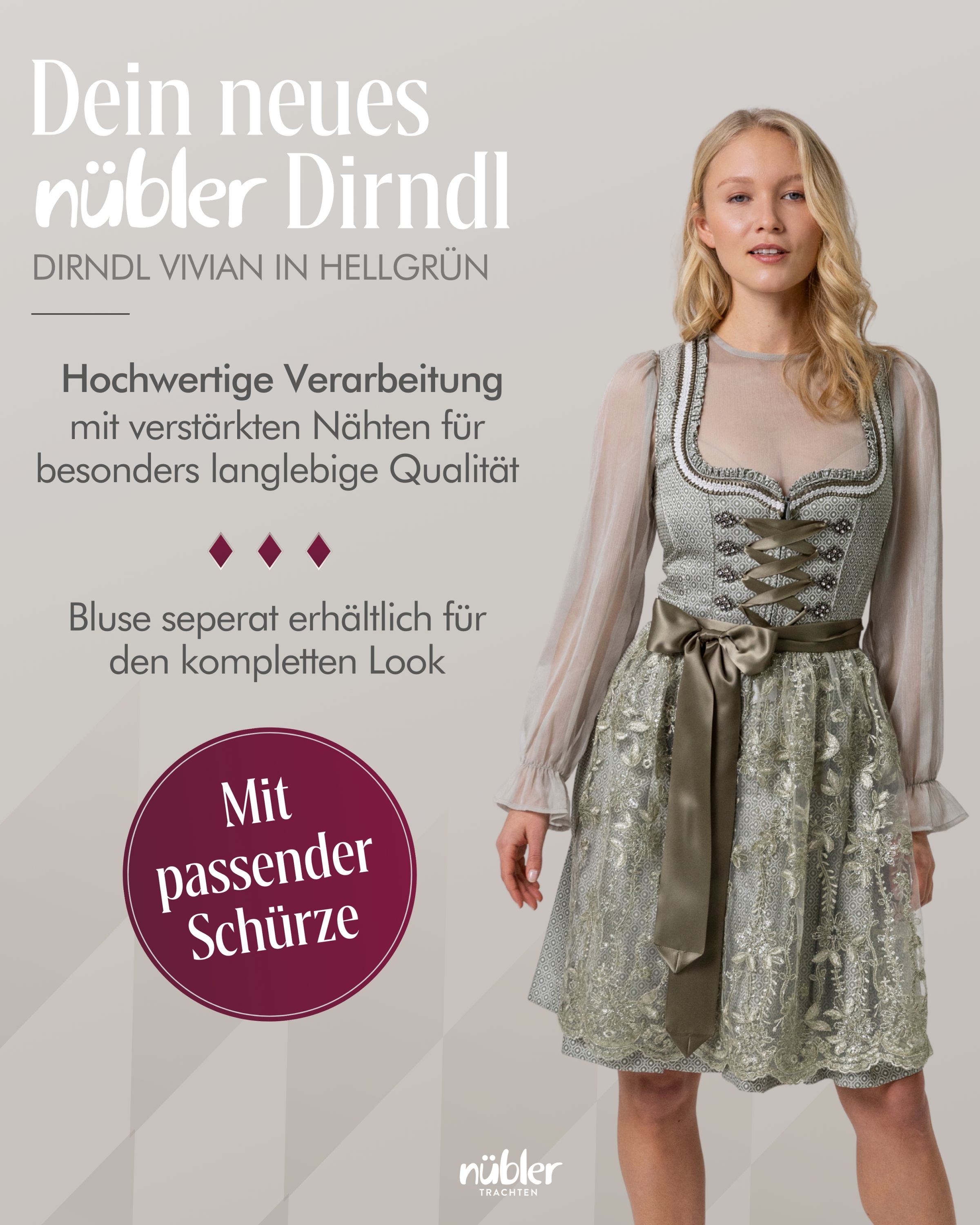 Mini-Dirndl Vivian in Grün von Nübler