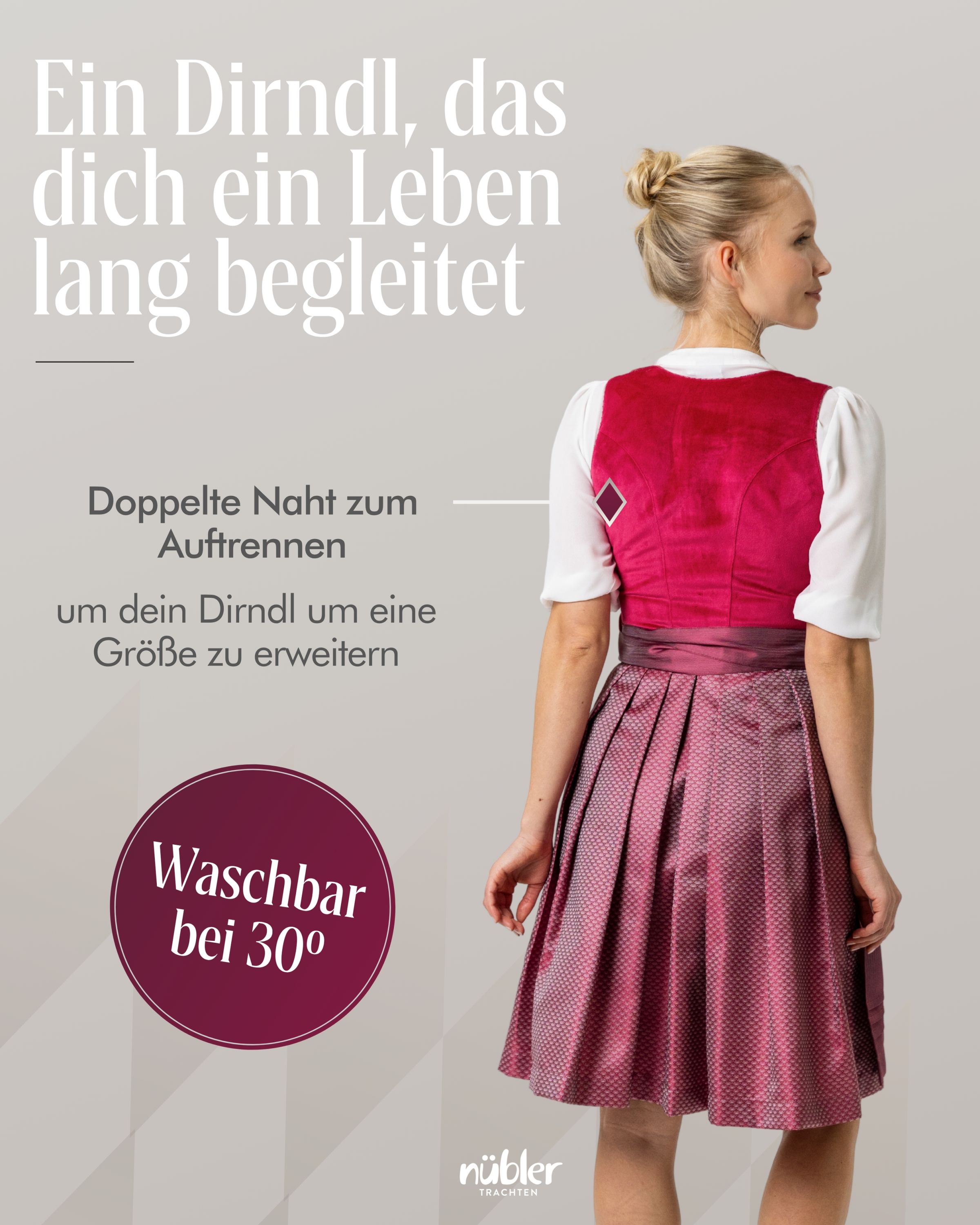 Midi Dirndl Scilla in Fuchsia von Nübler