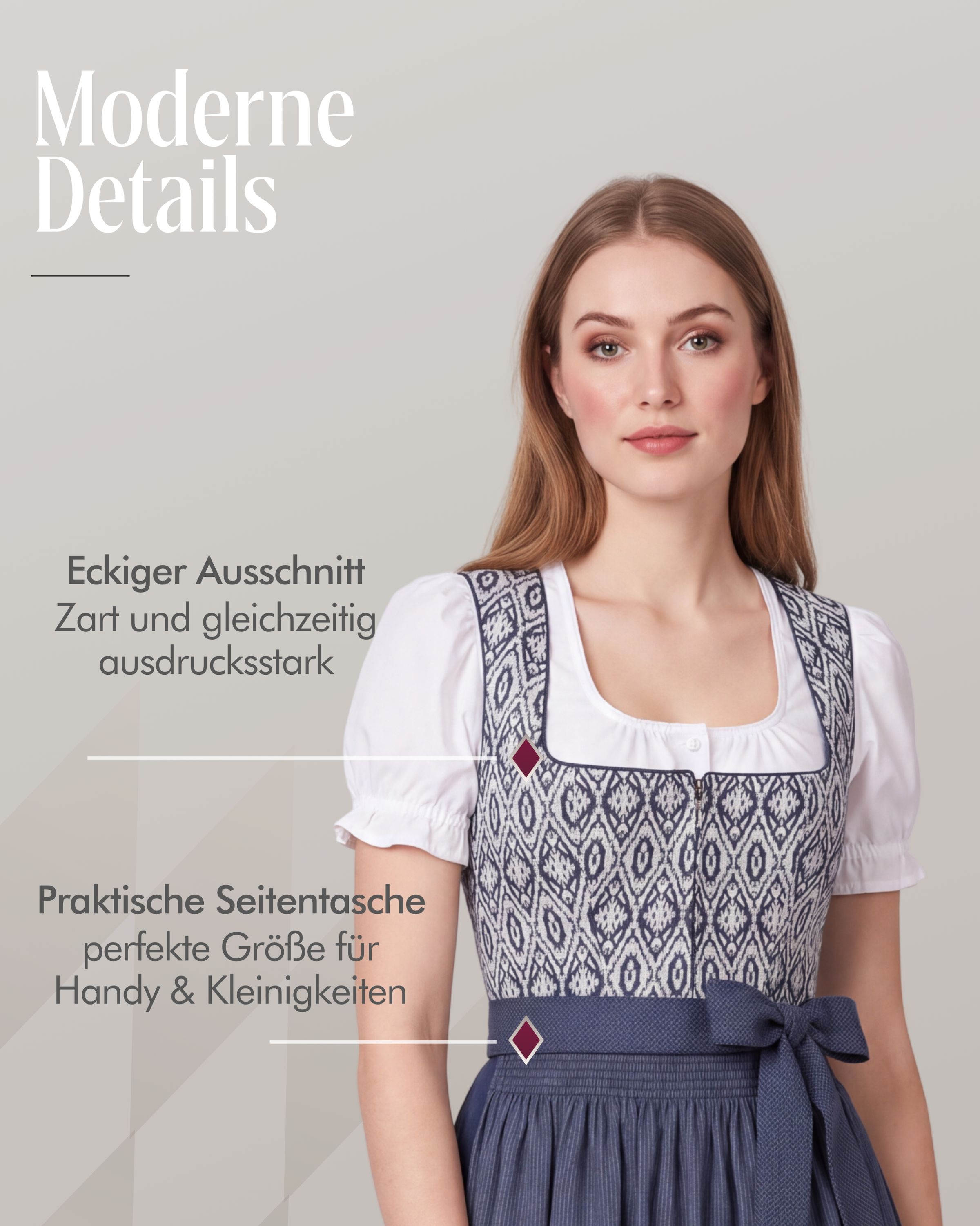 Midi Dirndl Gudrun in Blau von Nübler