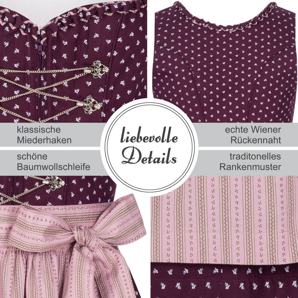 Langes Dirndl Thea in Weinrot von Nübler
