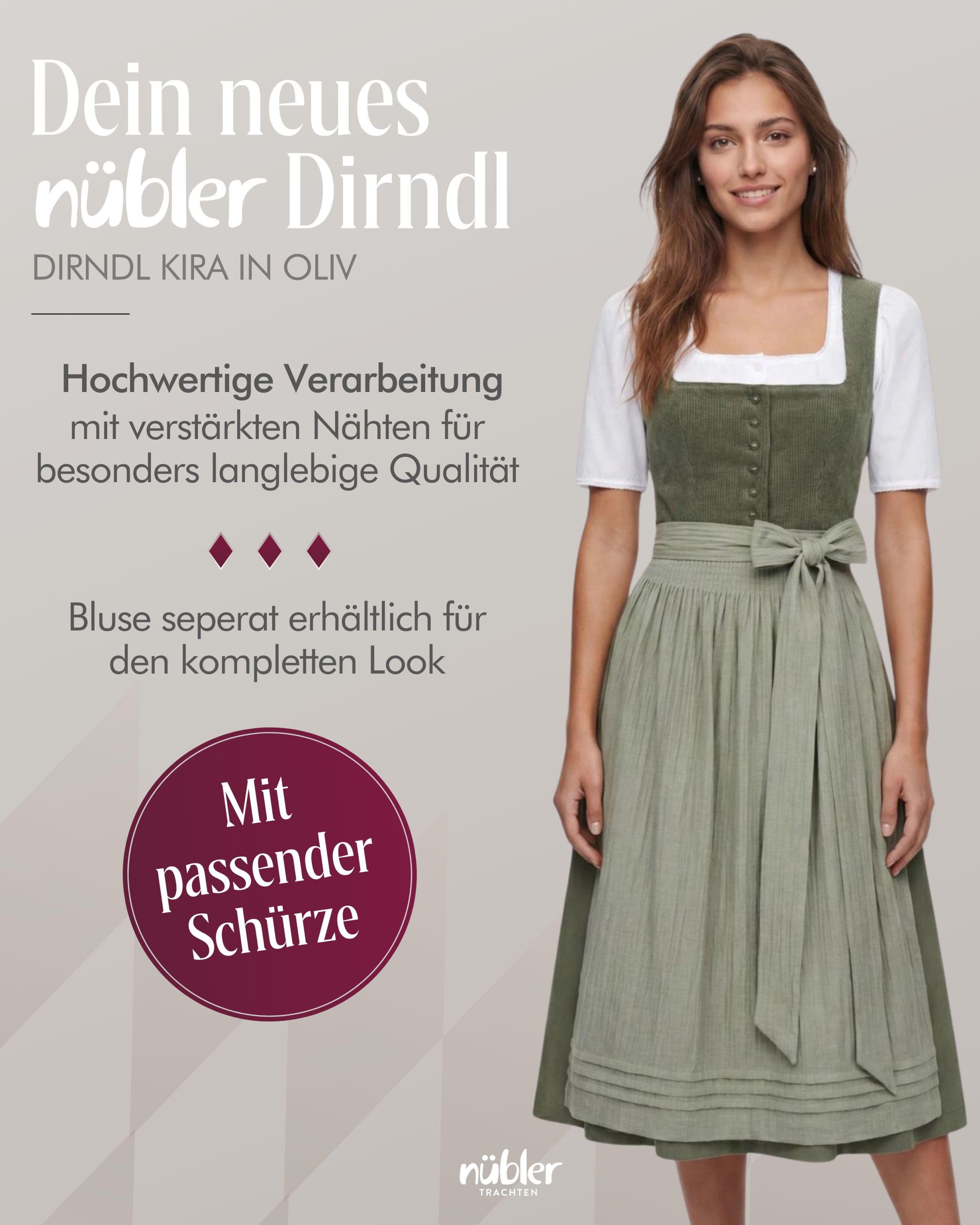 Mididirndl Kira in Oliv