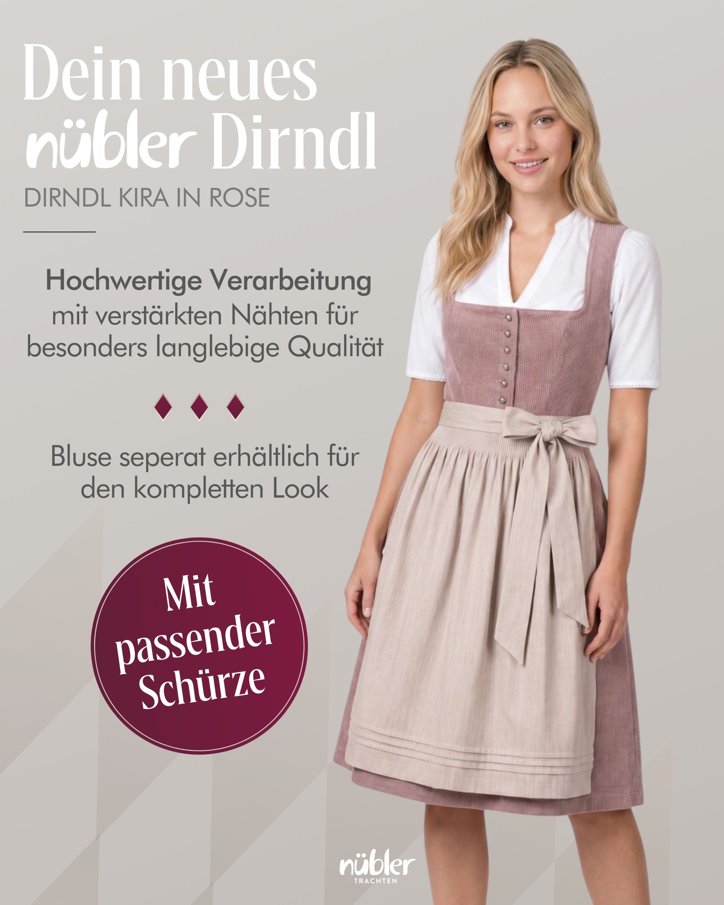 Midi Dirndl Kira in Rose