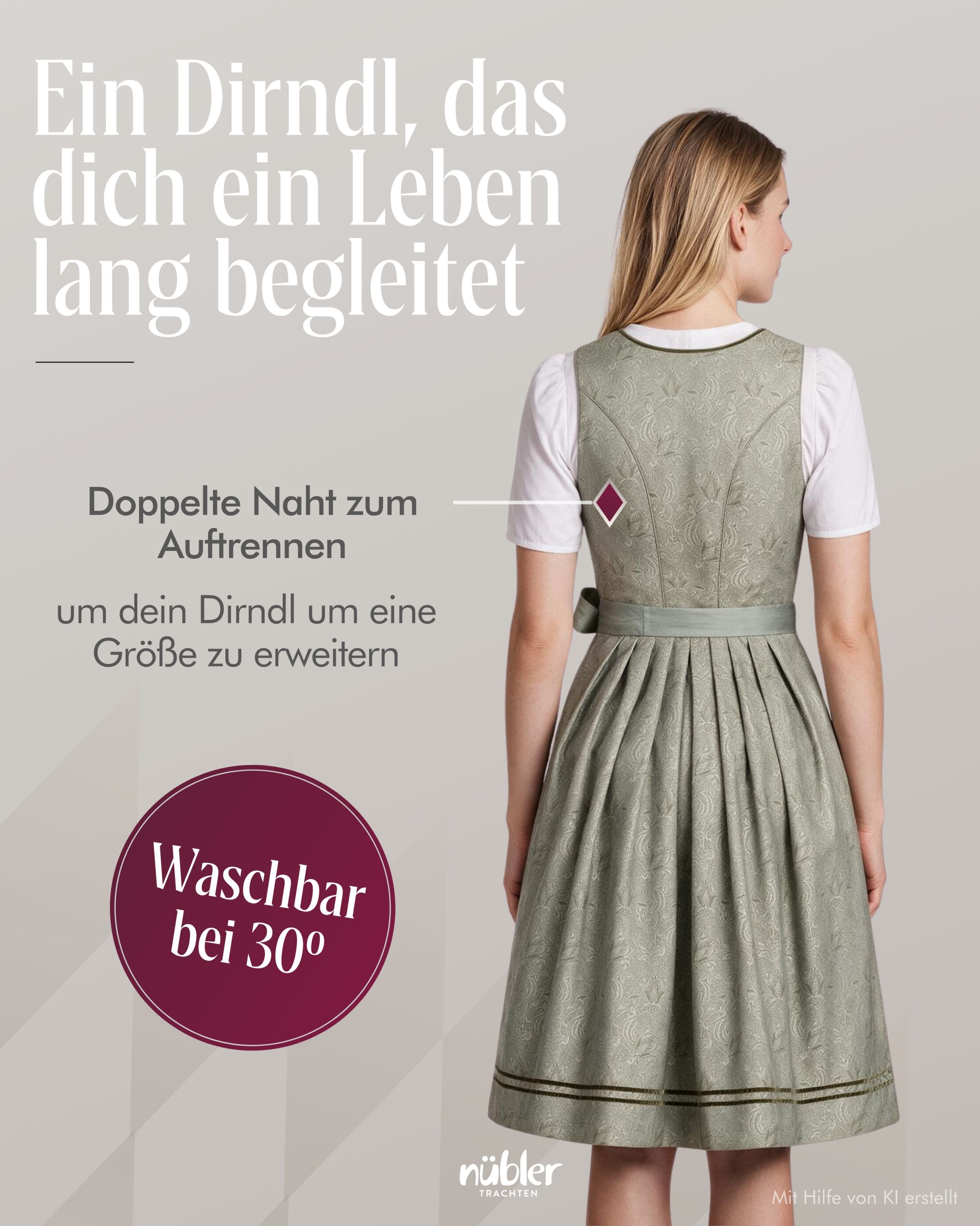 Midi Dirndl Gala in Salbei von Nübler