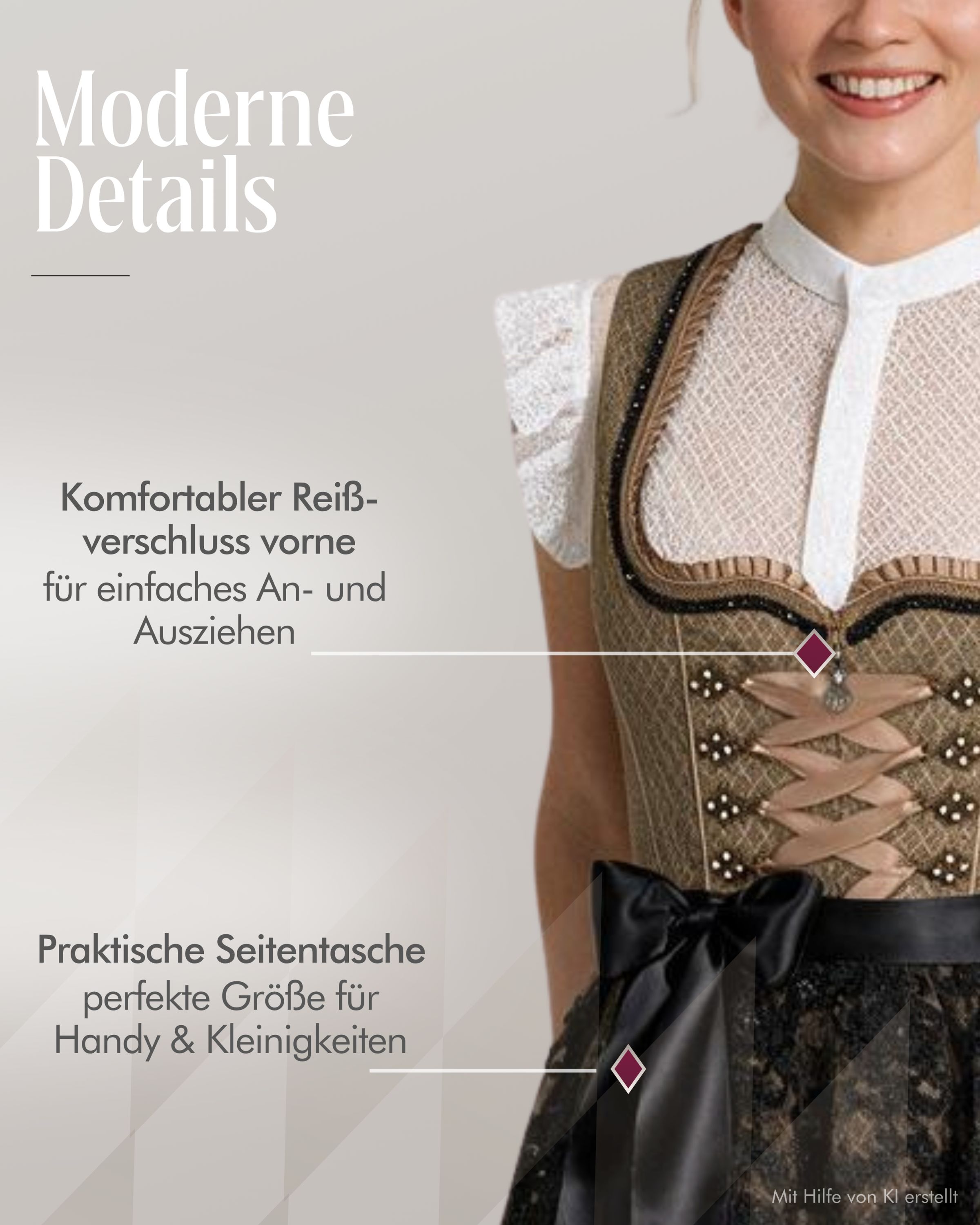 Mini Dirndl Erika in Gold von Nübler