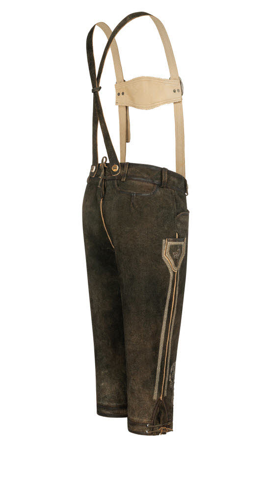 Lederhose Kniebund Theobald Leo in Dunkelbraun von Nübler