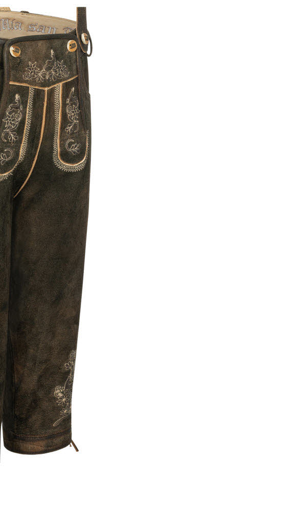 Lederhose Kniebund Theobald Leo in Dunkelbraun von Nübler