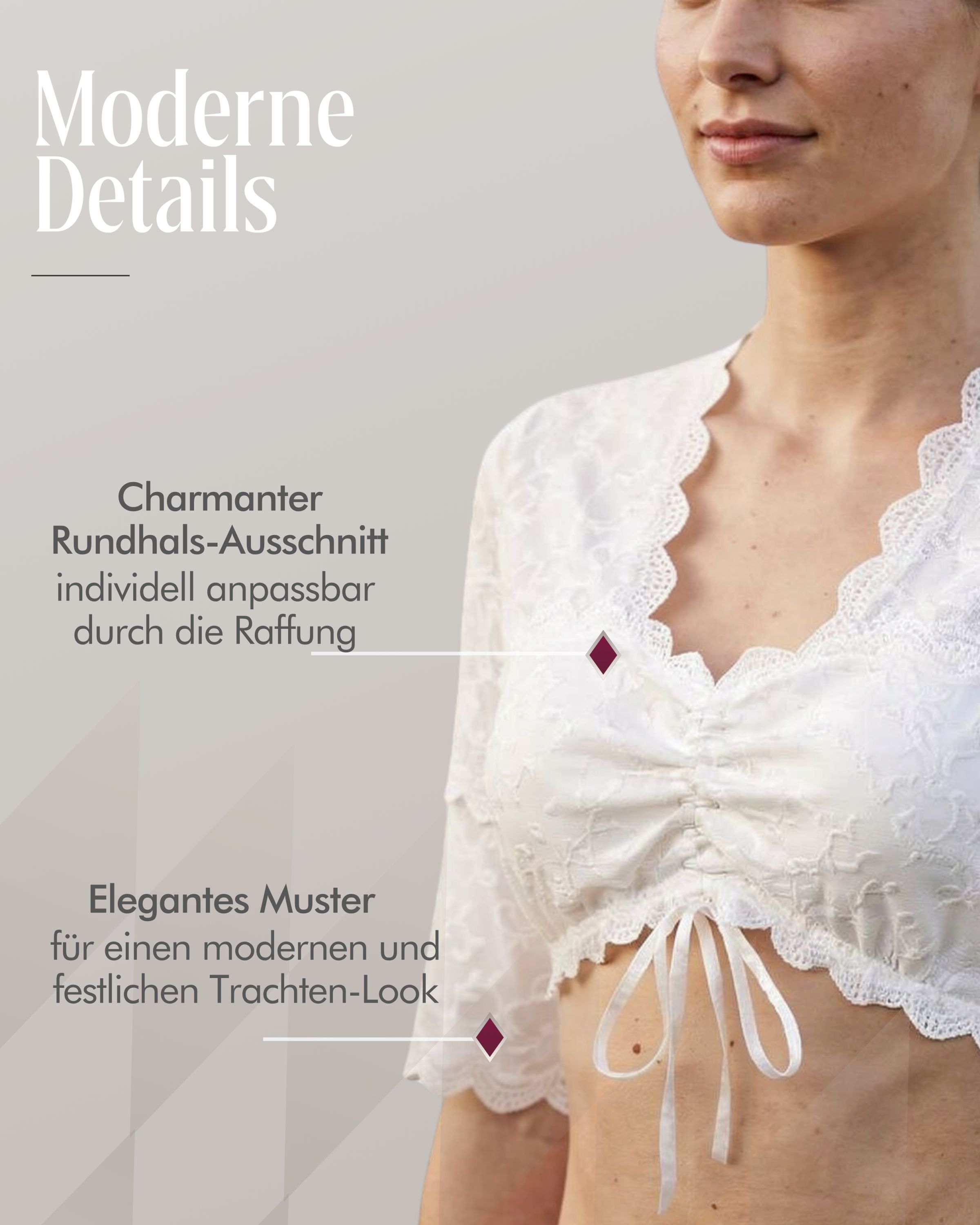Dirndlbluse Kurzarm Nena in Creme von Nübler