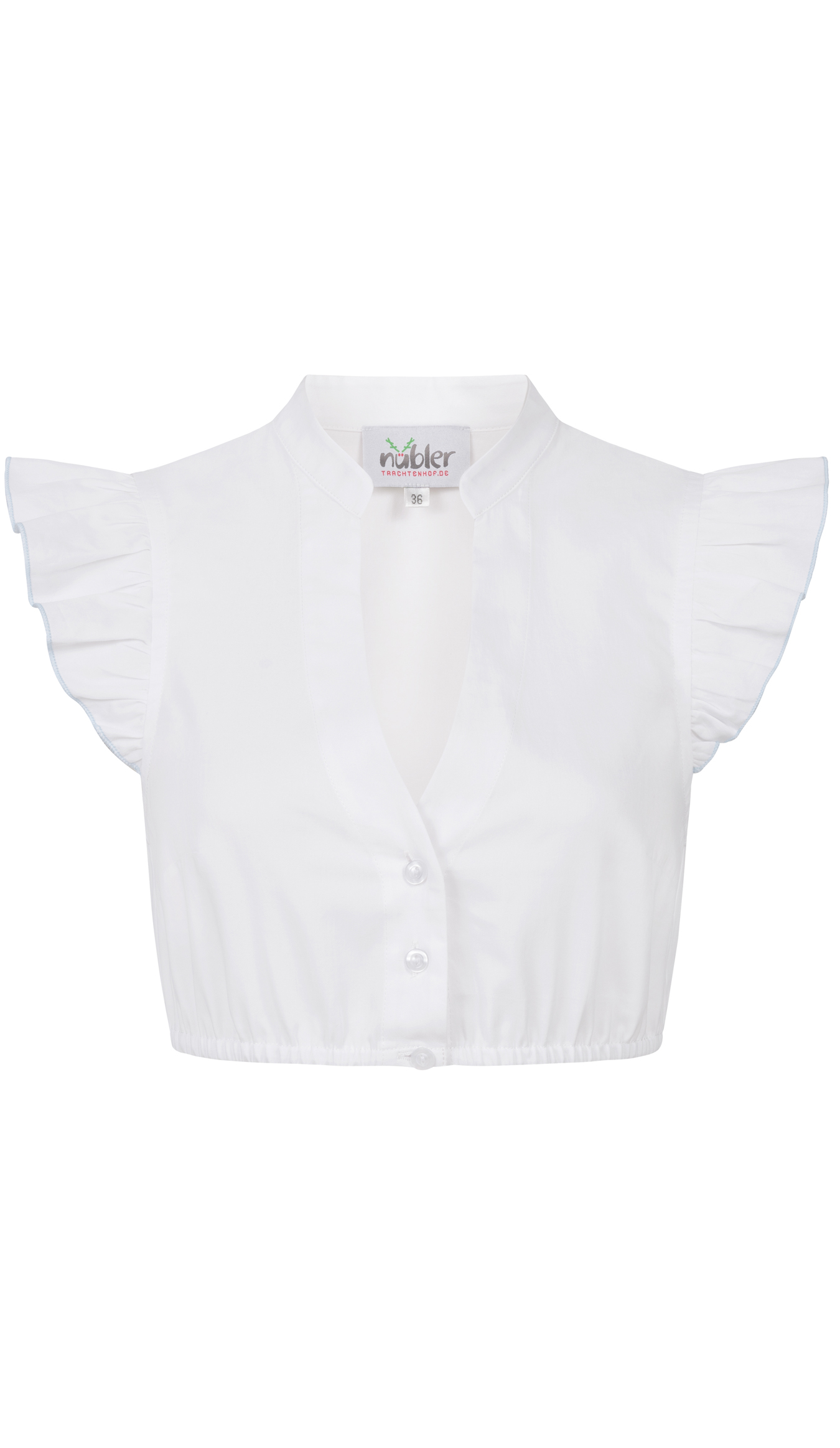 Dirndlbluse Carla Kurzarm in Weiß-blau von Nübler