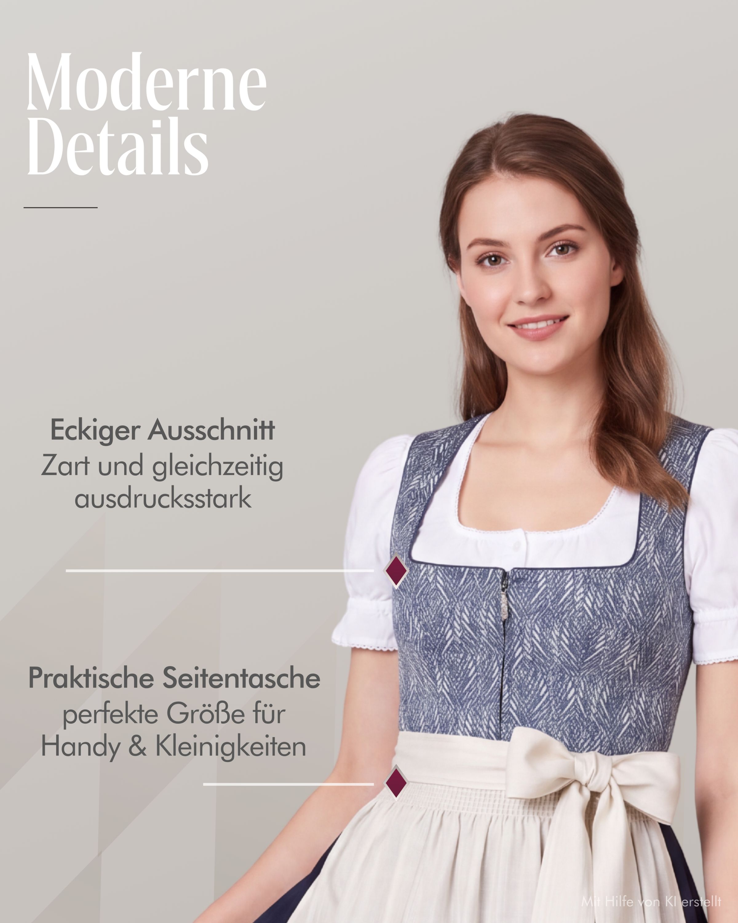 Midi Dirndl Frauke in Blau von Nübler