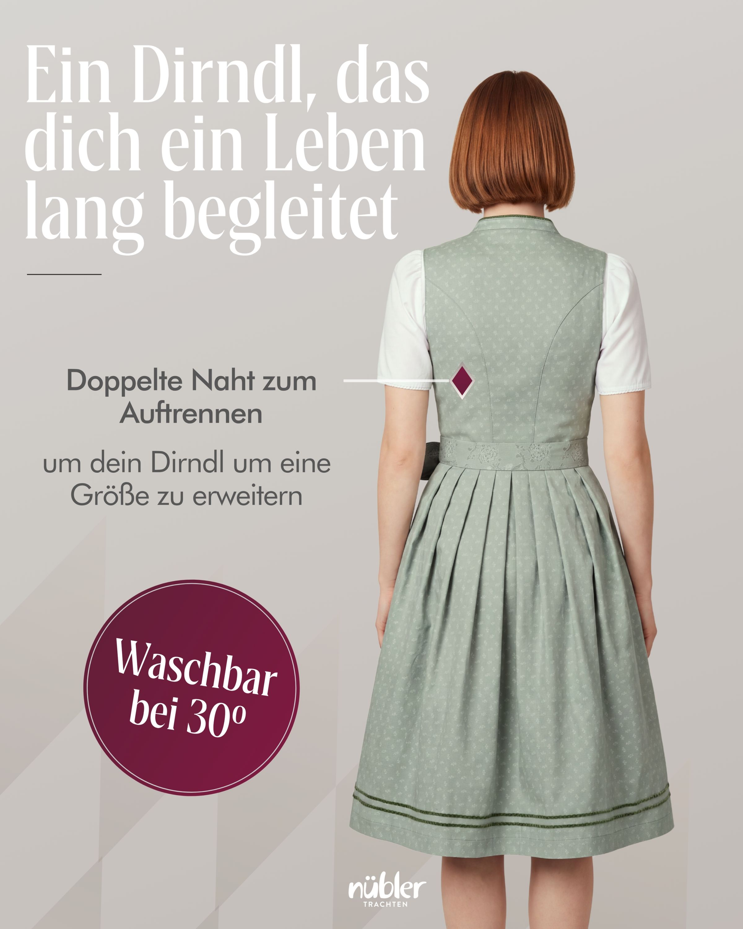 Midi Dirndl Grace in Salbei von Nübler