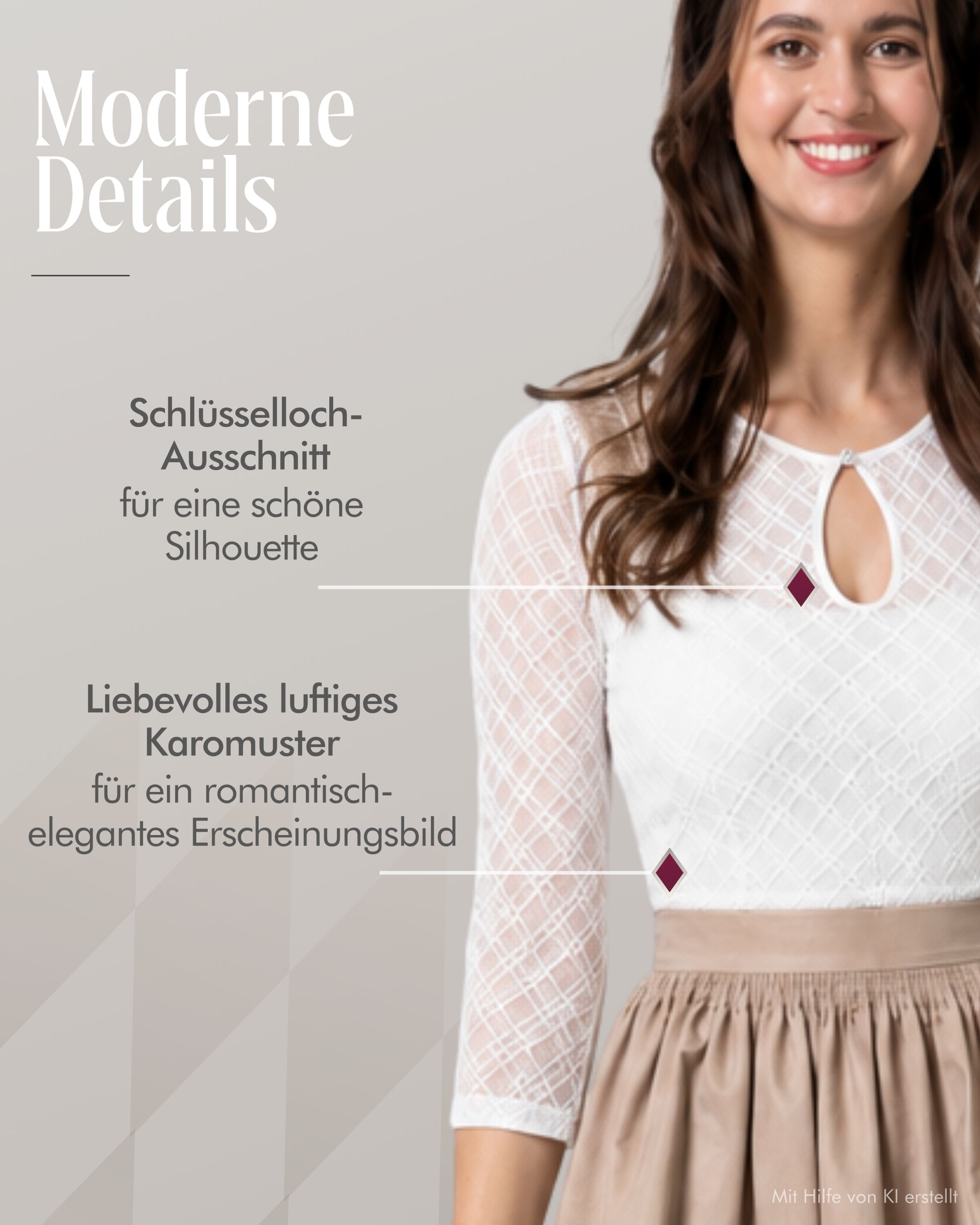 Dirndlbluse Anni in Cremeweiß von Nübler