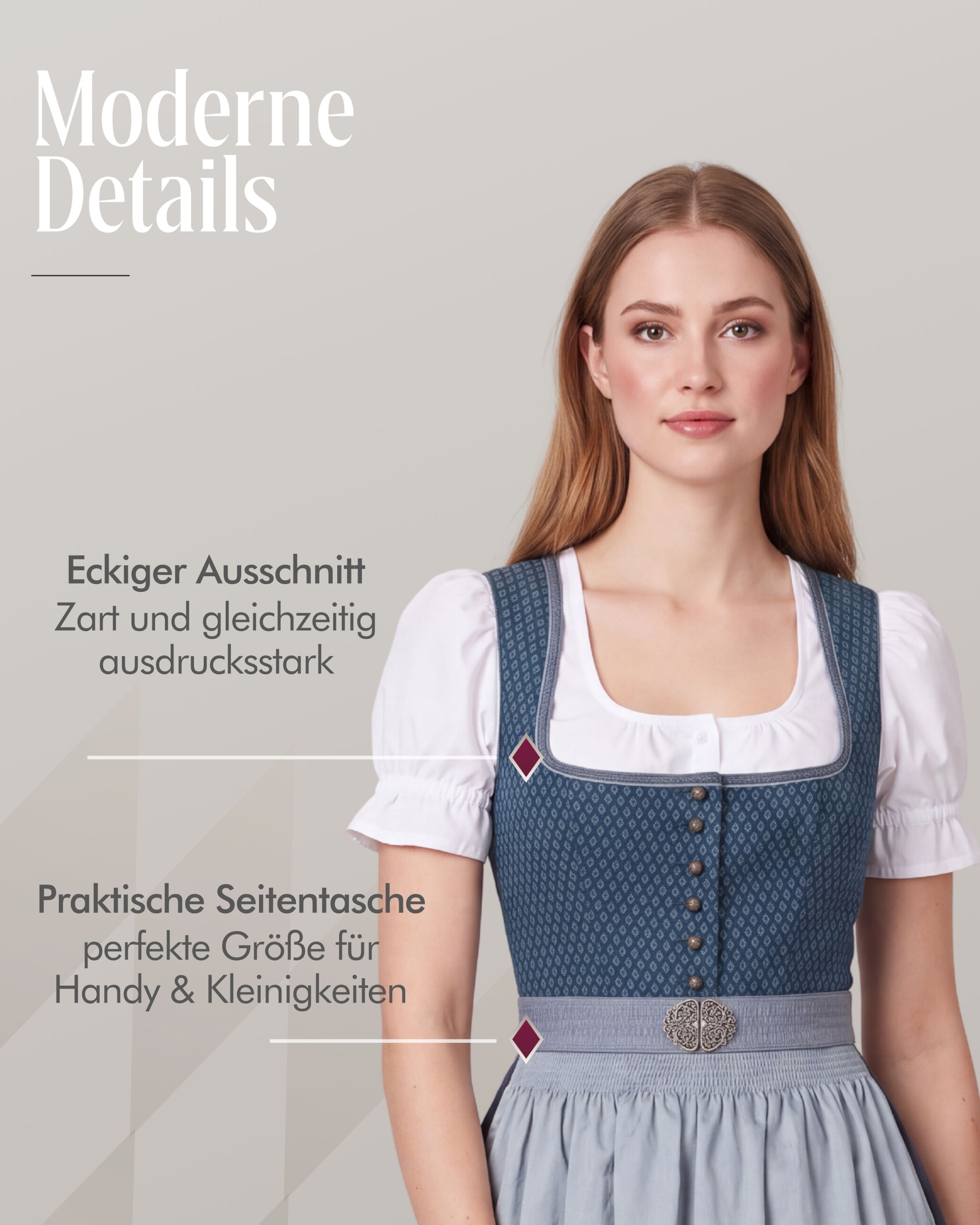 Midi Dirndl Gudrun in Petrol von Nübler