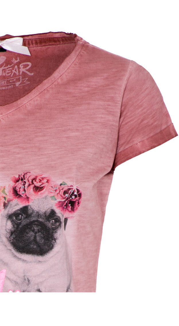Trachten-Shirt Kurzarm Rosi in Rosa von HangOwear