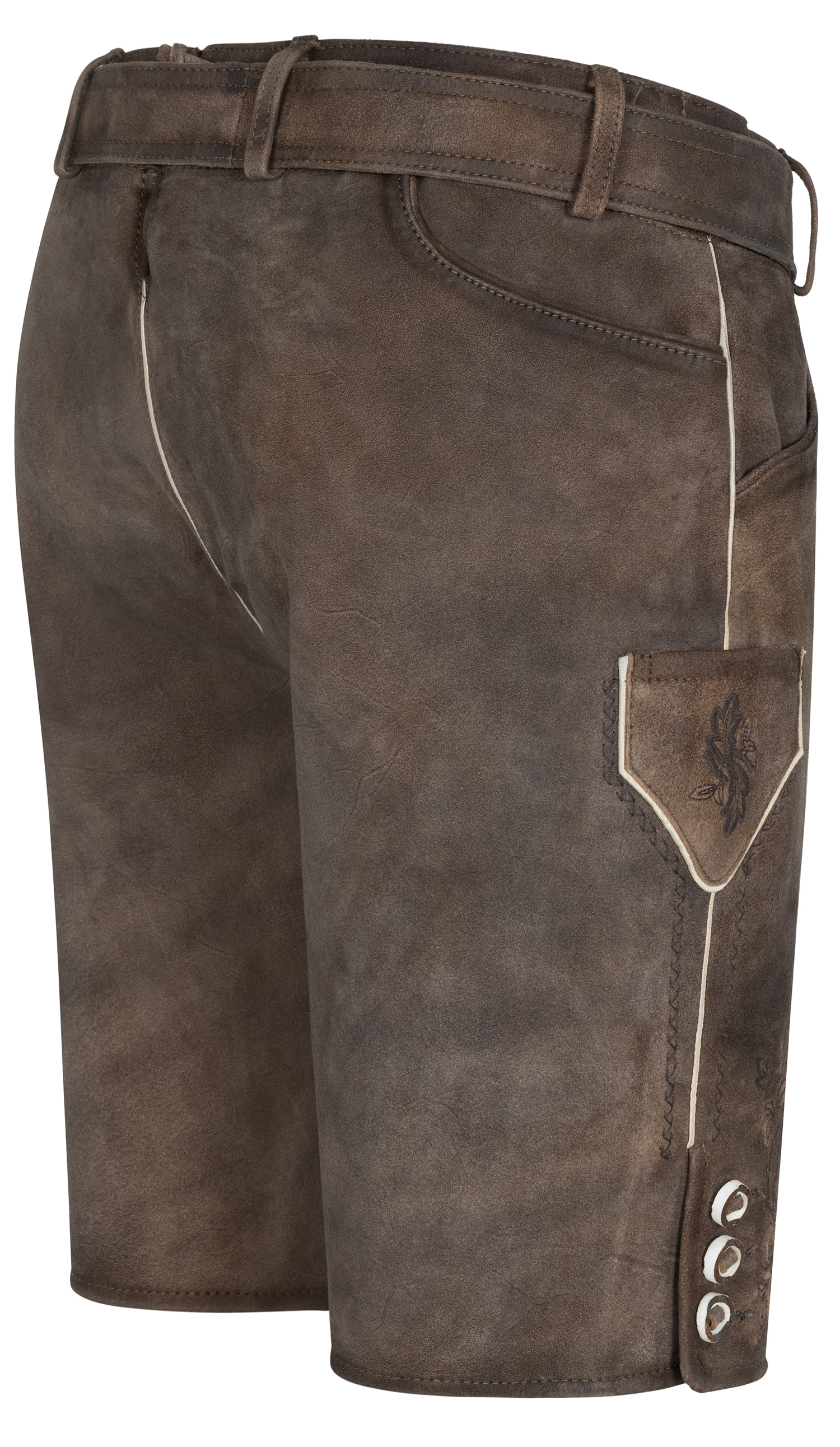 Lederhose Kurz Steffl in Kaffeebohne von Nübler