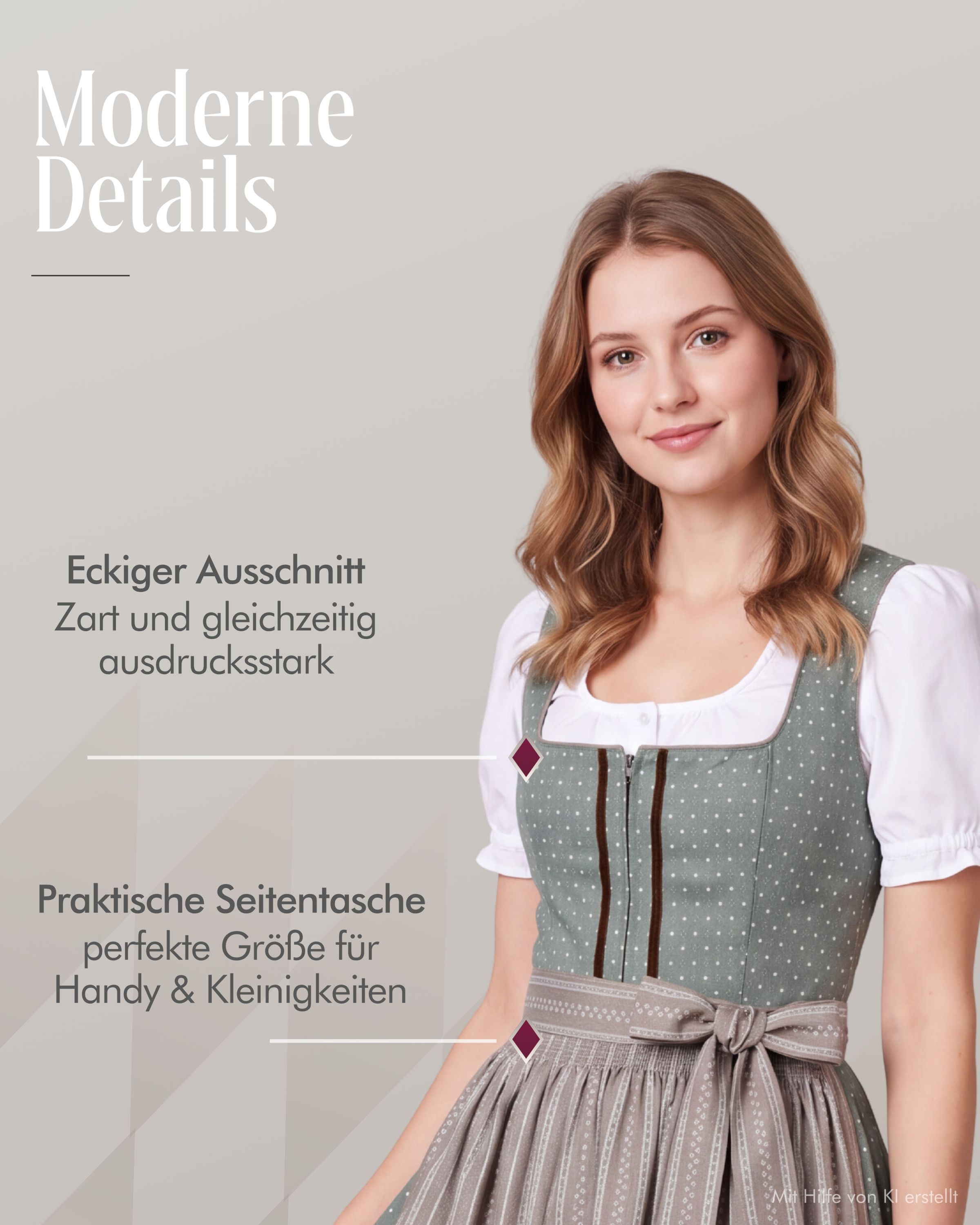 Midi Dirndl Franzi in Salbei von Nübler