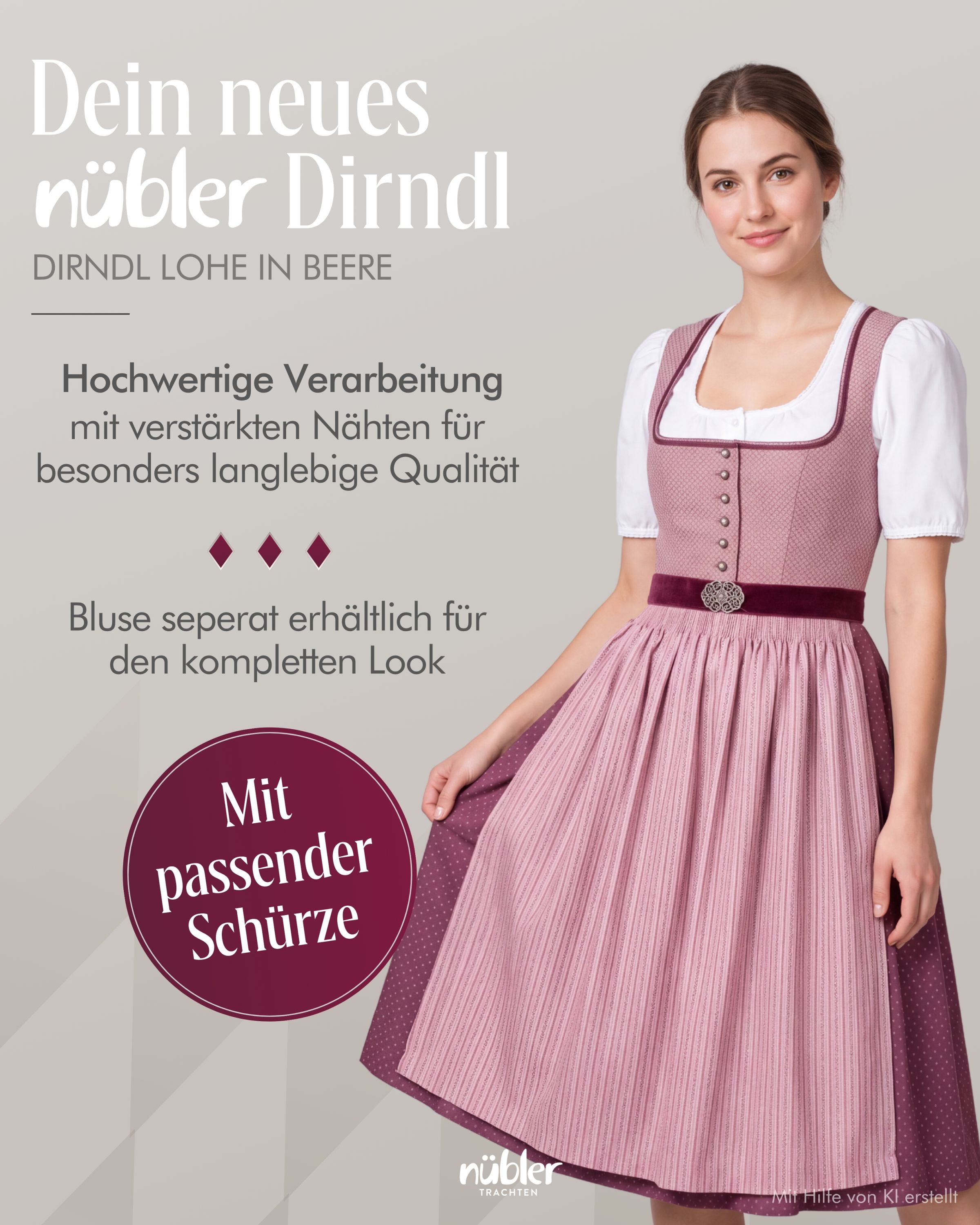 Midi Dirndl Lohe in Beere von Nübler
