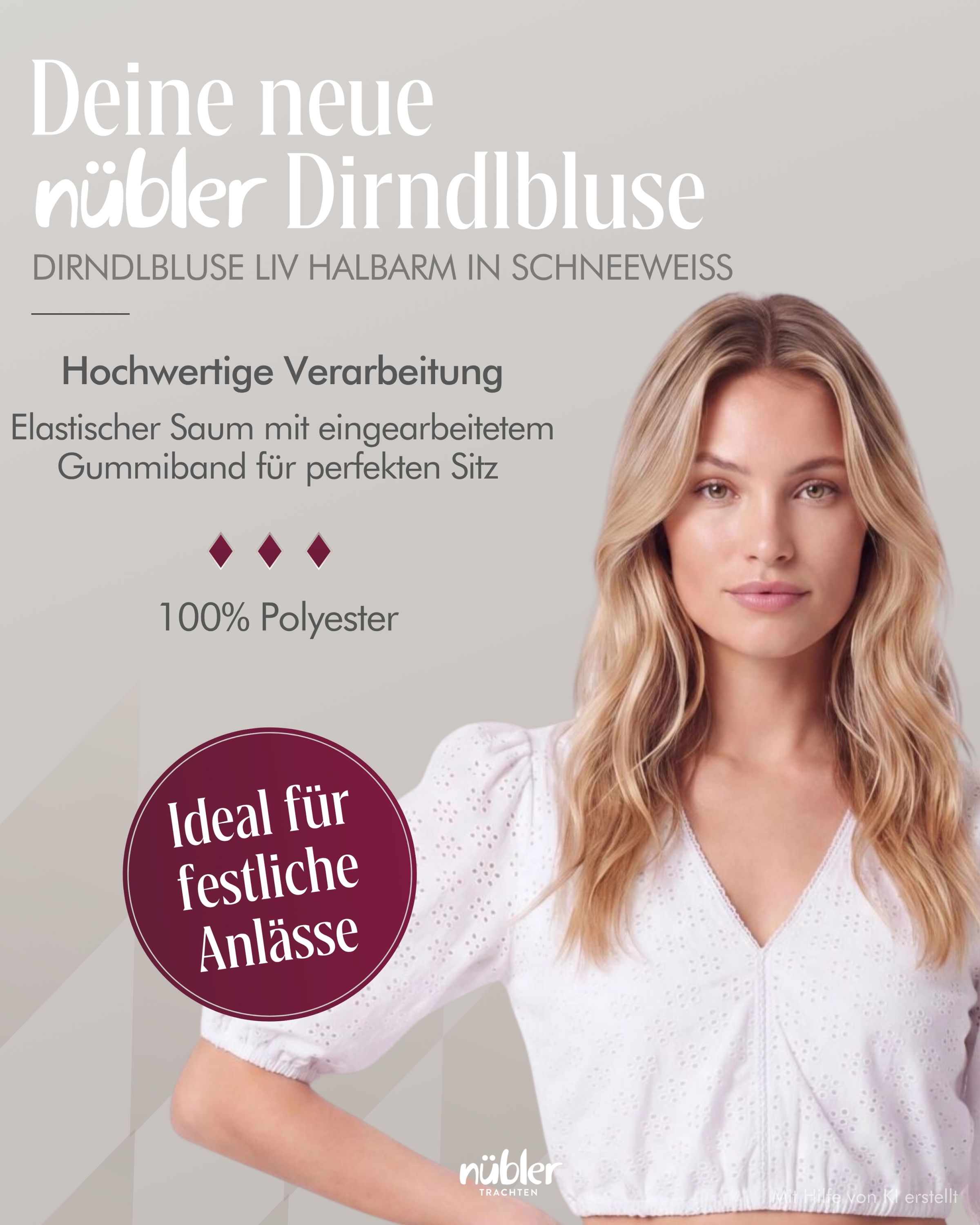 Dirndlbluse Liv in Schneeweiß von Nübler