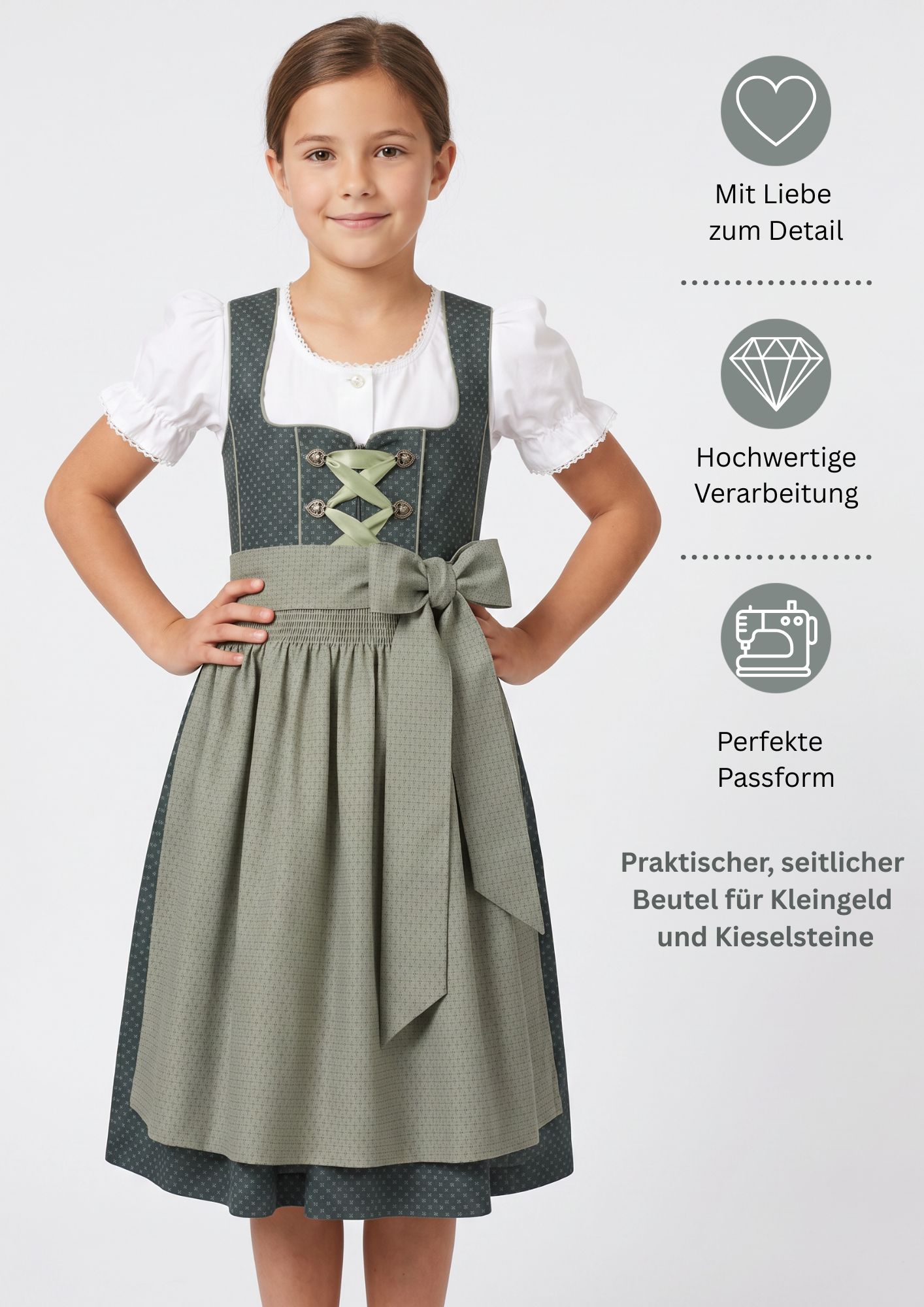 Kinderdirndl Petra in Grün von Nübler