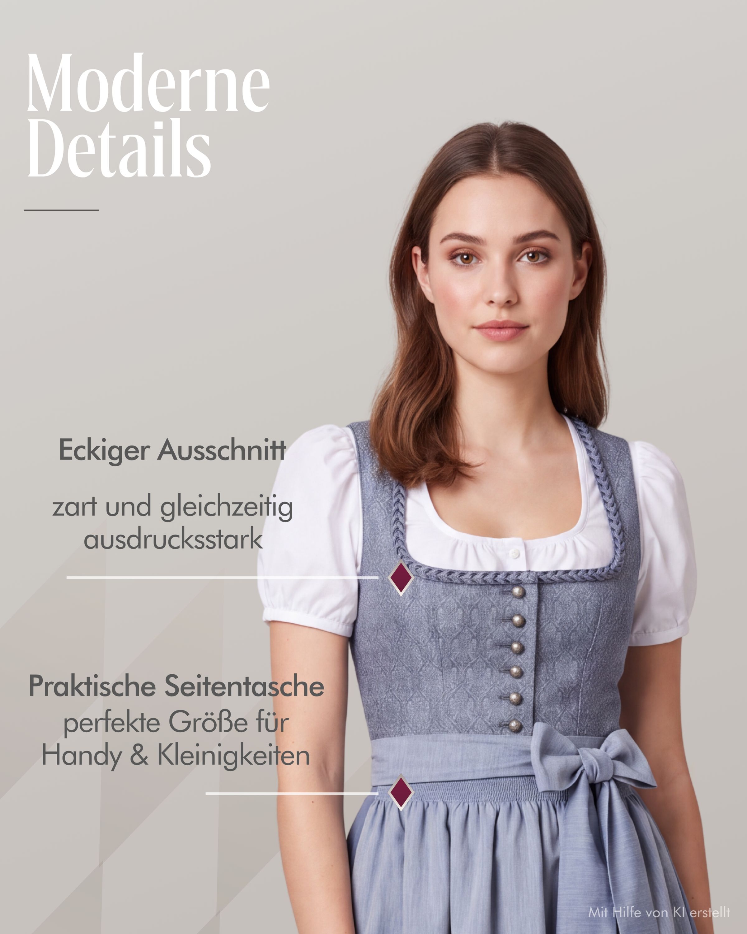 Midi Dirndl Elsa in Rauchblau von Nübler