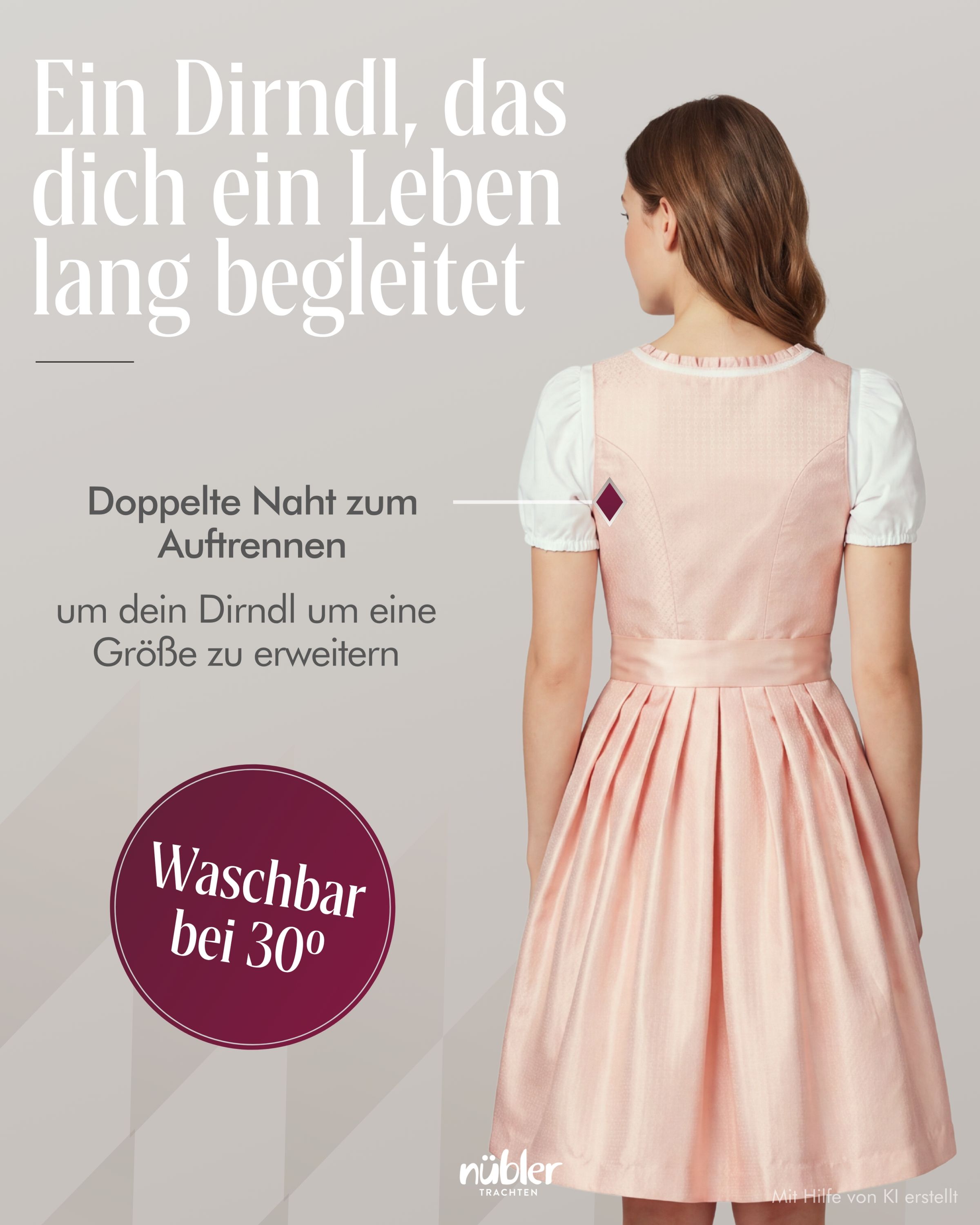 Mididirndl Gardi in Peach von Nübler