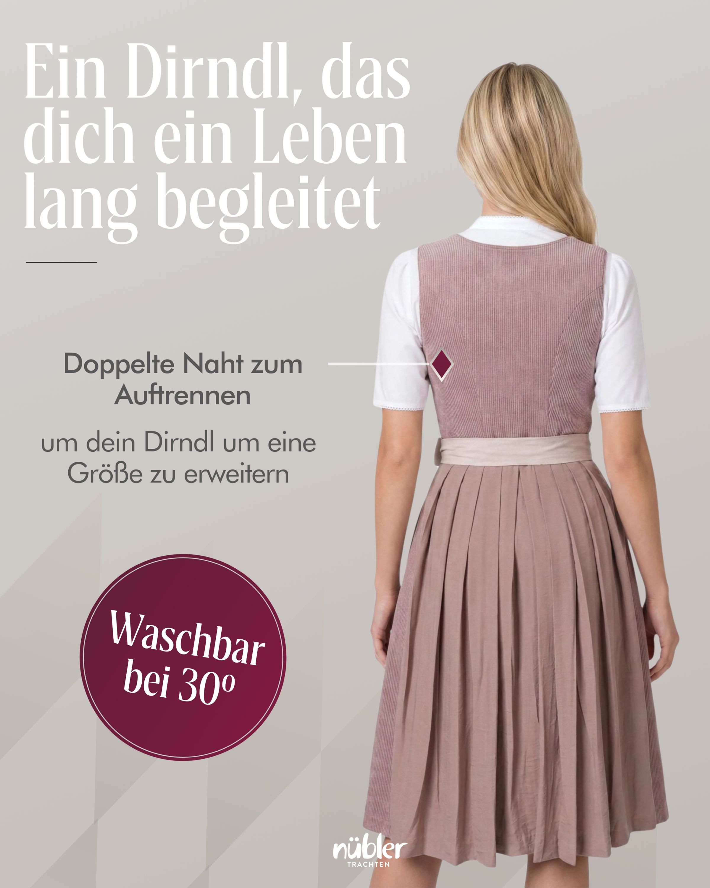 Midi Dirndl Kira in Rose