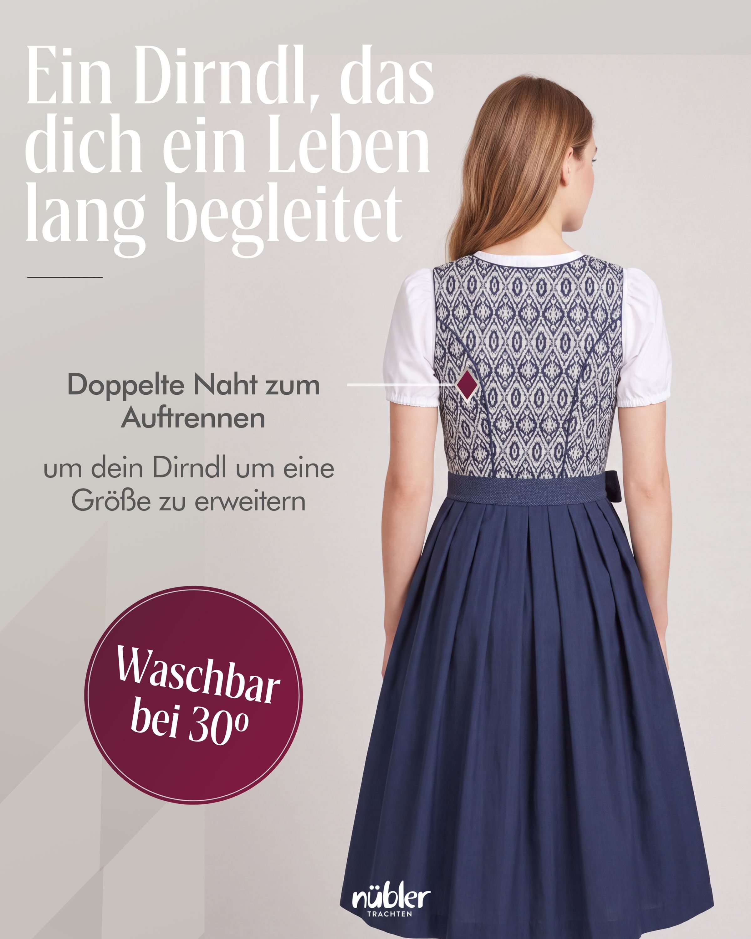 Midi Dirndl Gudrun in Blau von Nübler