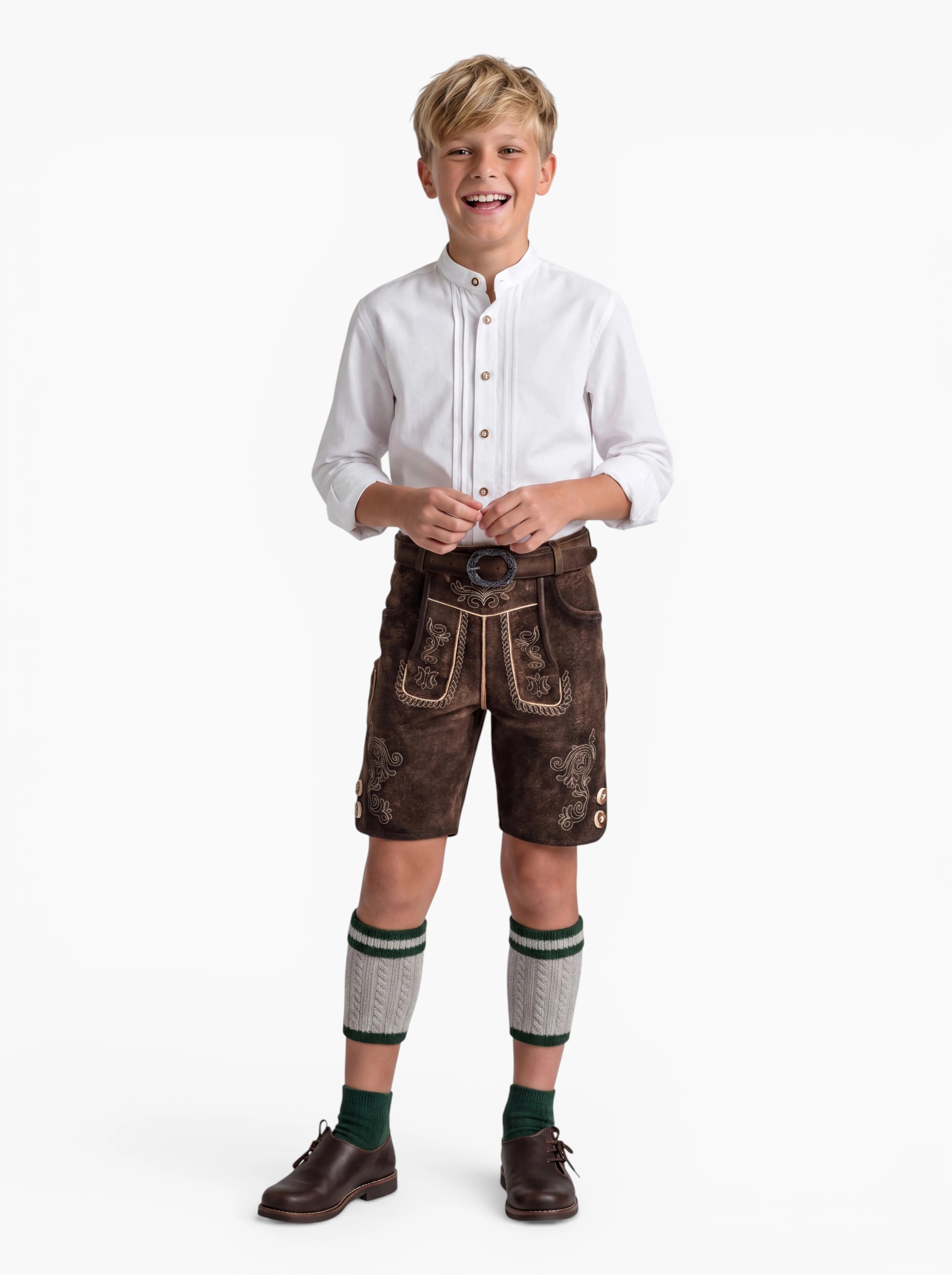 Kinderlederhose kurz Adam in Dunkelbraun von Nübler