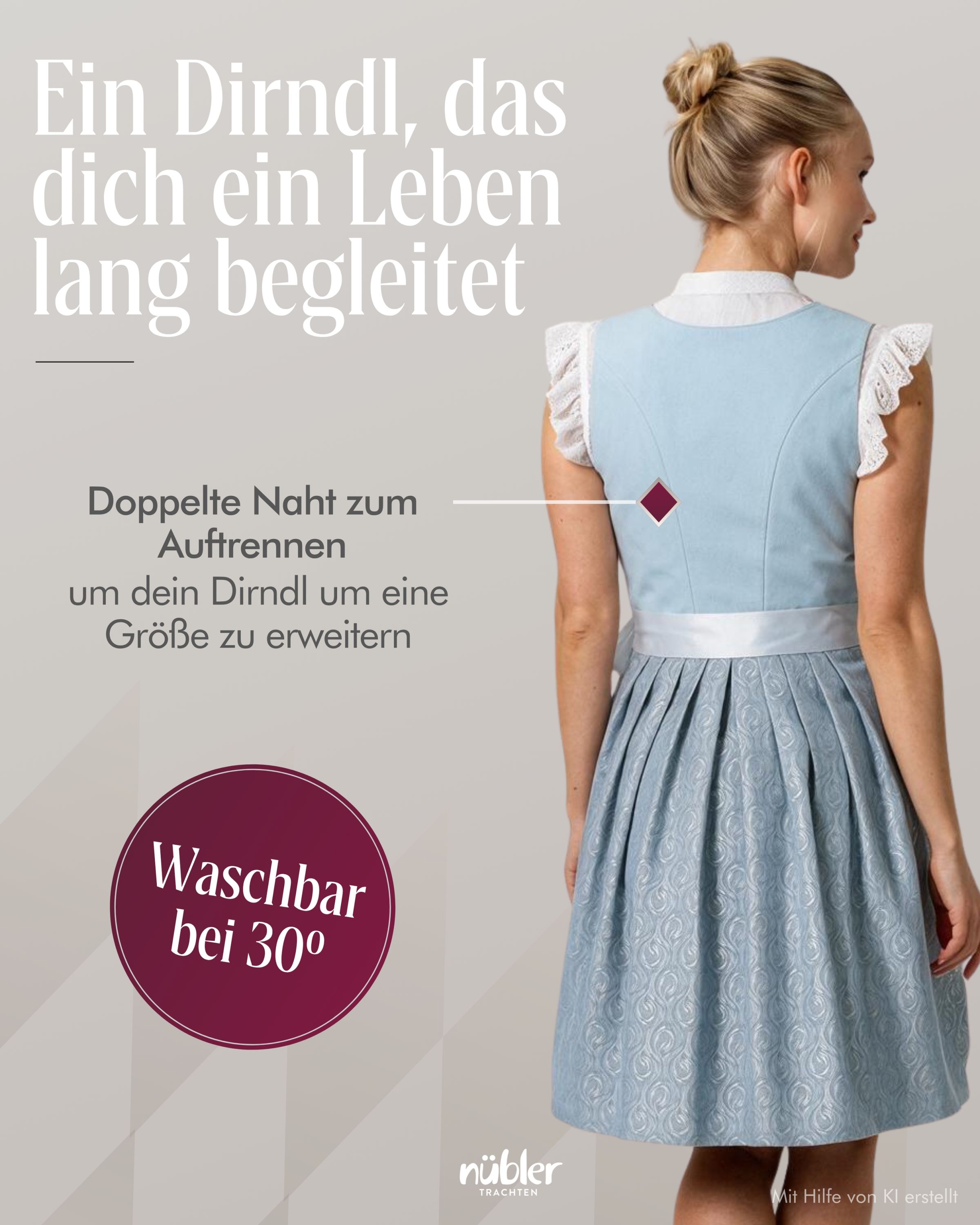 Mini Dirndl Garbine in Hellblau von Nübler
