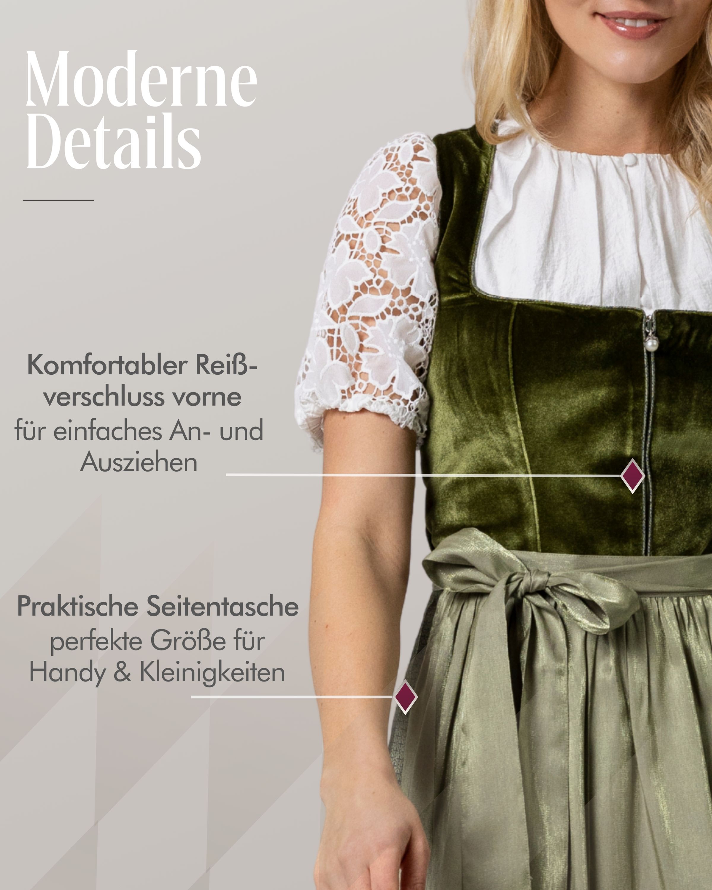 Midi Dirndl Kamila in Grün von Nübler