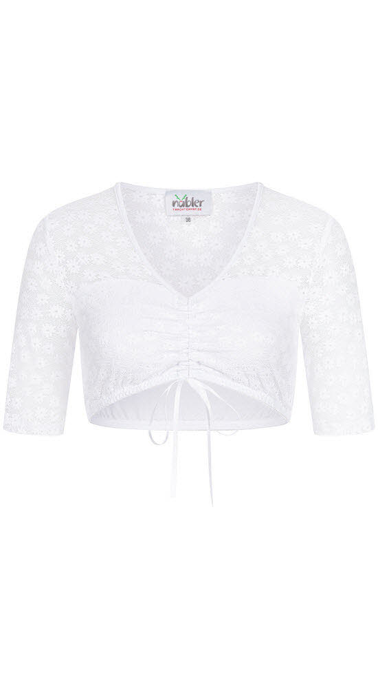 Dirndl Bluse Damen Mit Spitze - Weiße Trachtenbluse Mit V-Ausschnitt Für Oktoberfest